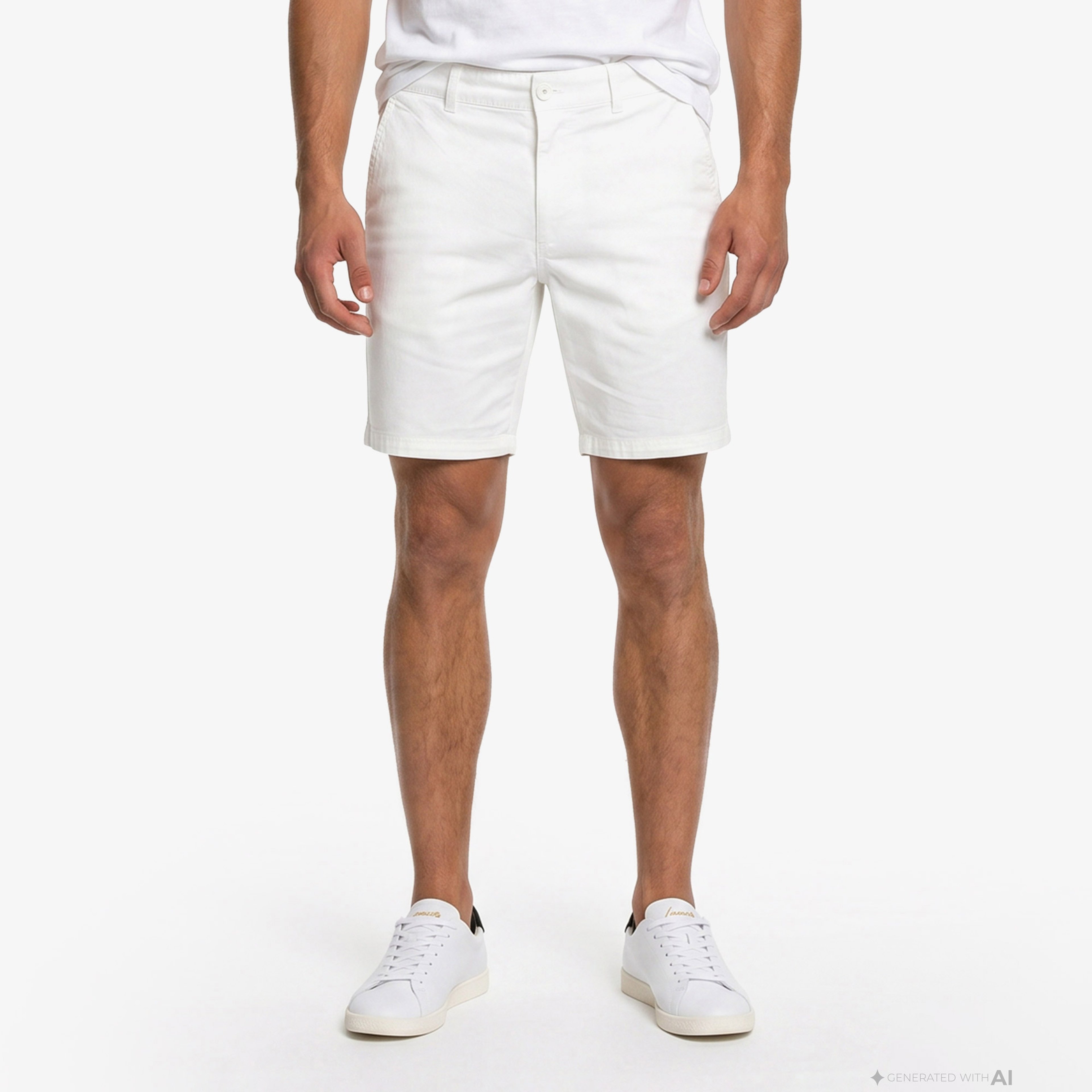 Erkek Slim Fit Beyaz Bermuda Şort