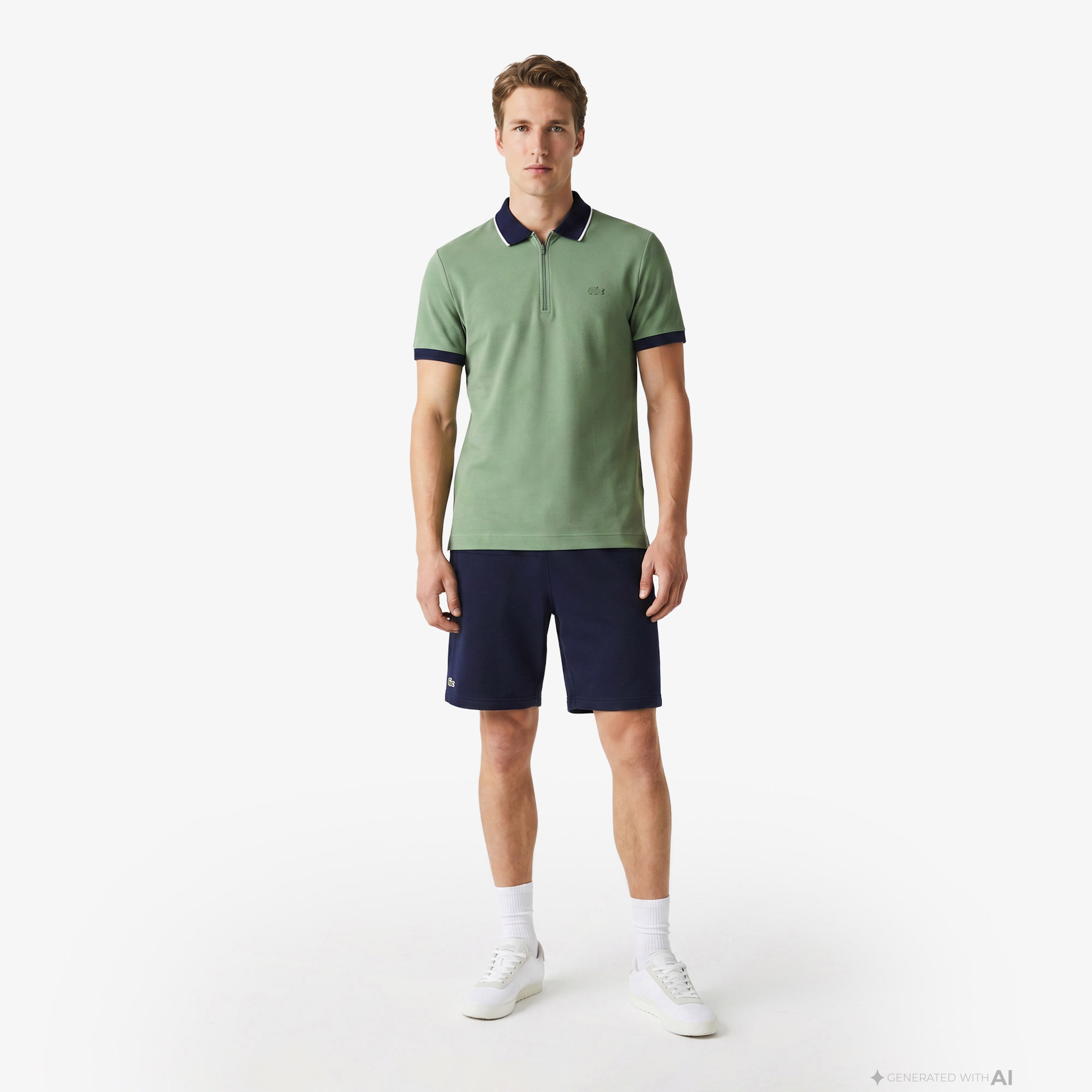 Erkek Regular Fit Renk Bloklu Yeşil Polo Erkek Regular Fit Renk Bloklu Yeşil Polo