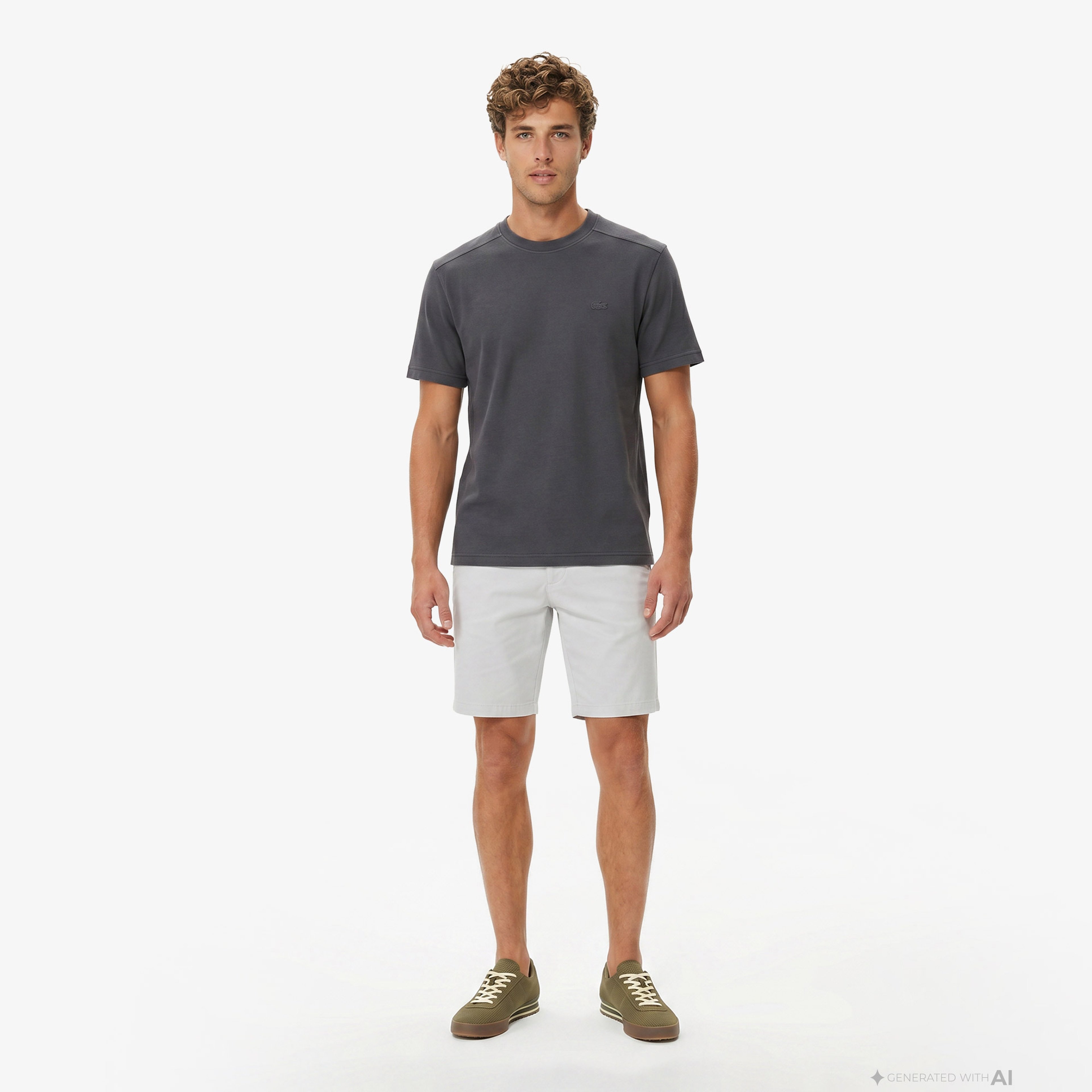 Erkek Slim Fit Gri Bermuda Şort Erkek Slim Fit Gri Bermuda Şort