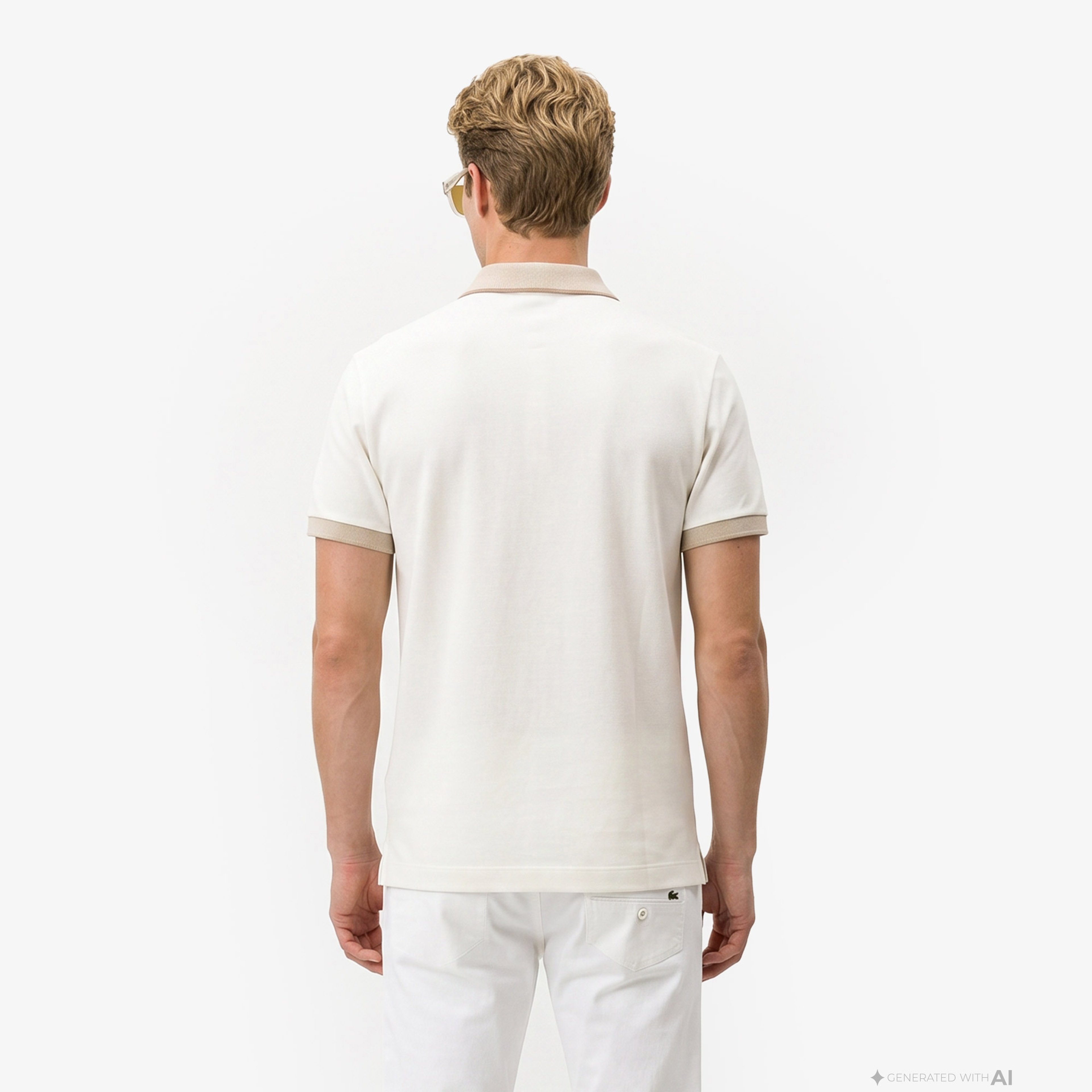 Erkek Regular Fit Renk Bloklu Krem Polo Erkek Regular Fit Renk Bloklu Krem Polo