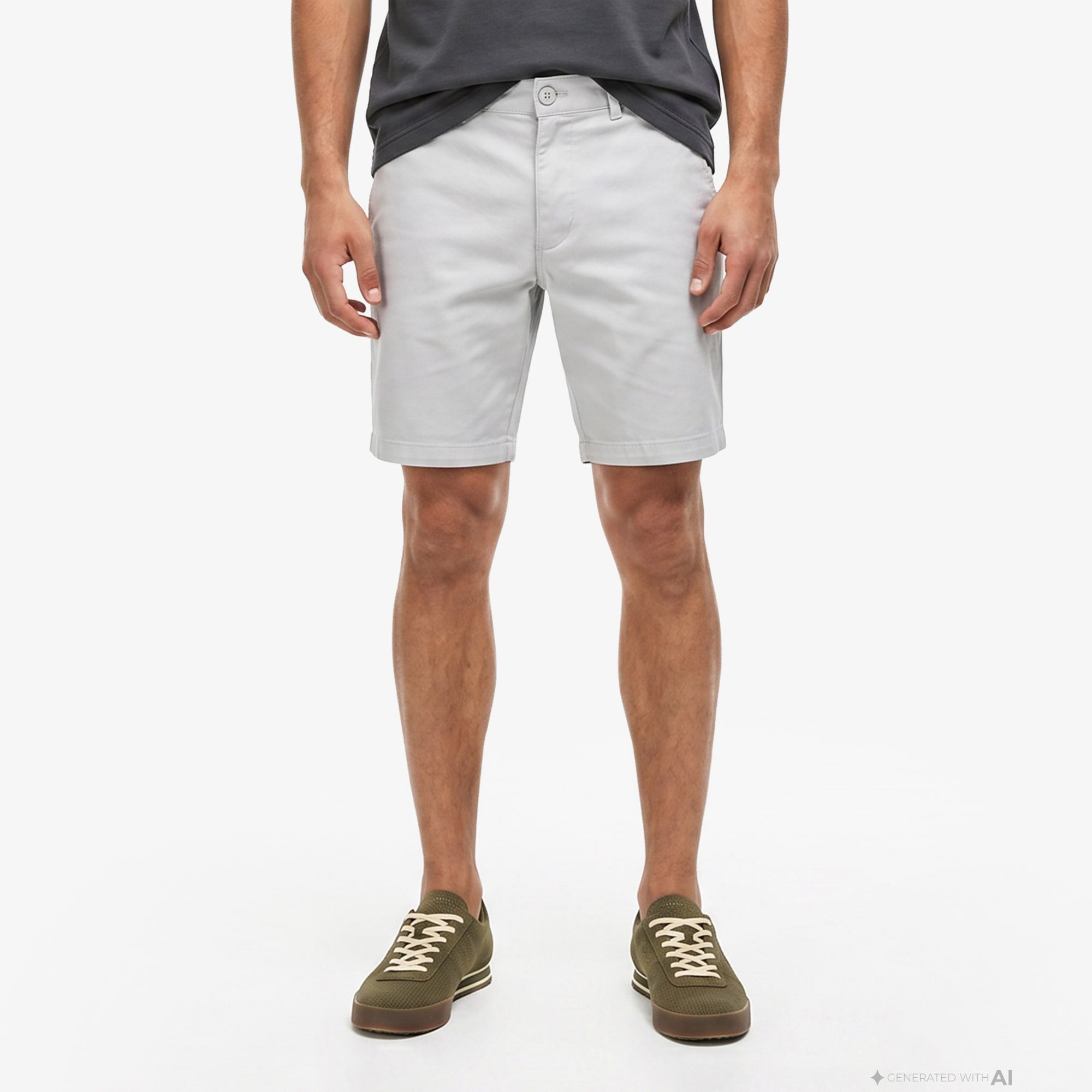 Erkek Slim Fit Gri Bermuda Şort