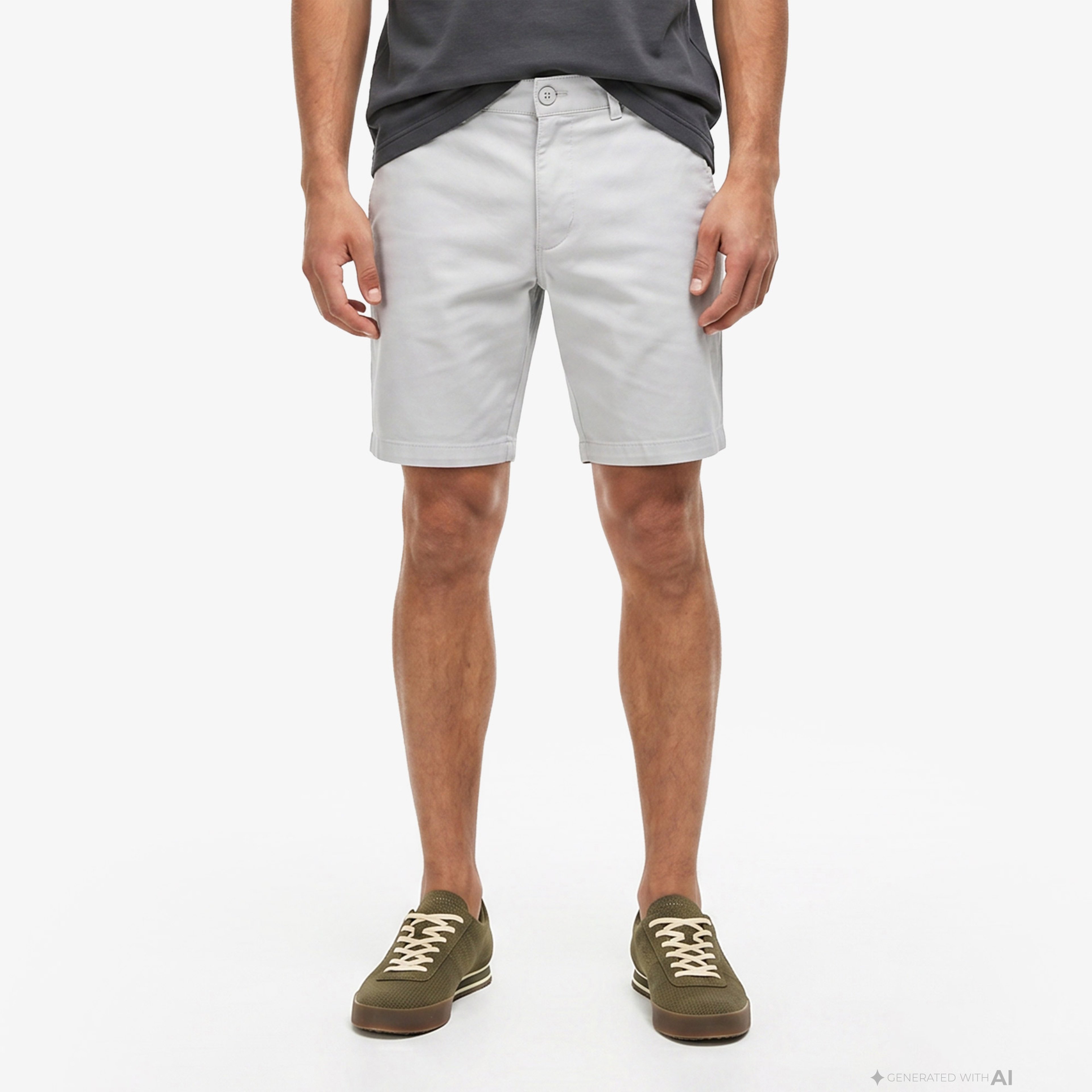 Erkek Slim Fit Gri Bermuda Şort Erkek Slim Fit Gri Bermuda Şort