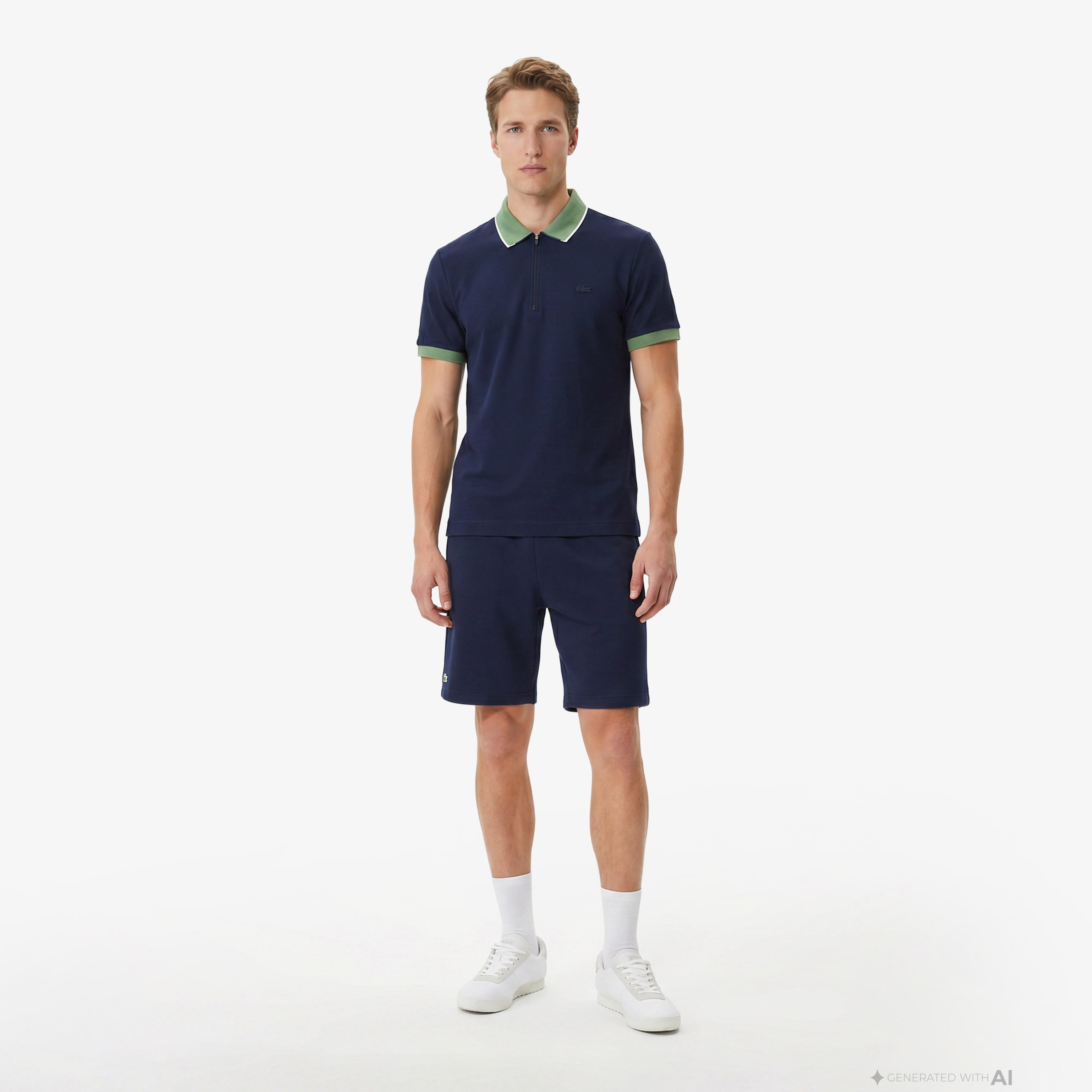 Erkek Regular Fit Renk Bloklu Lacivert Polo