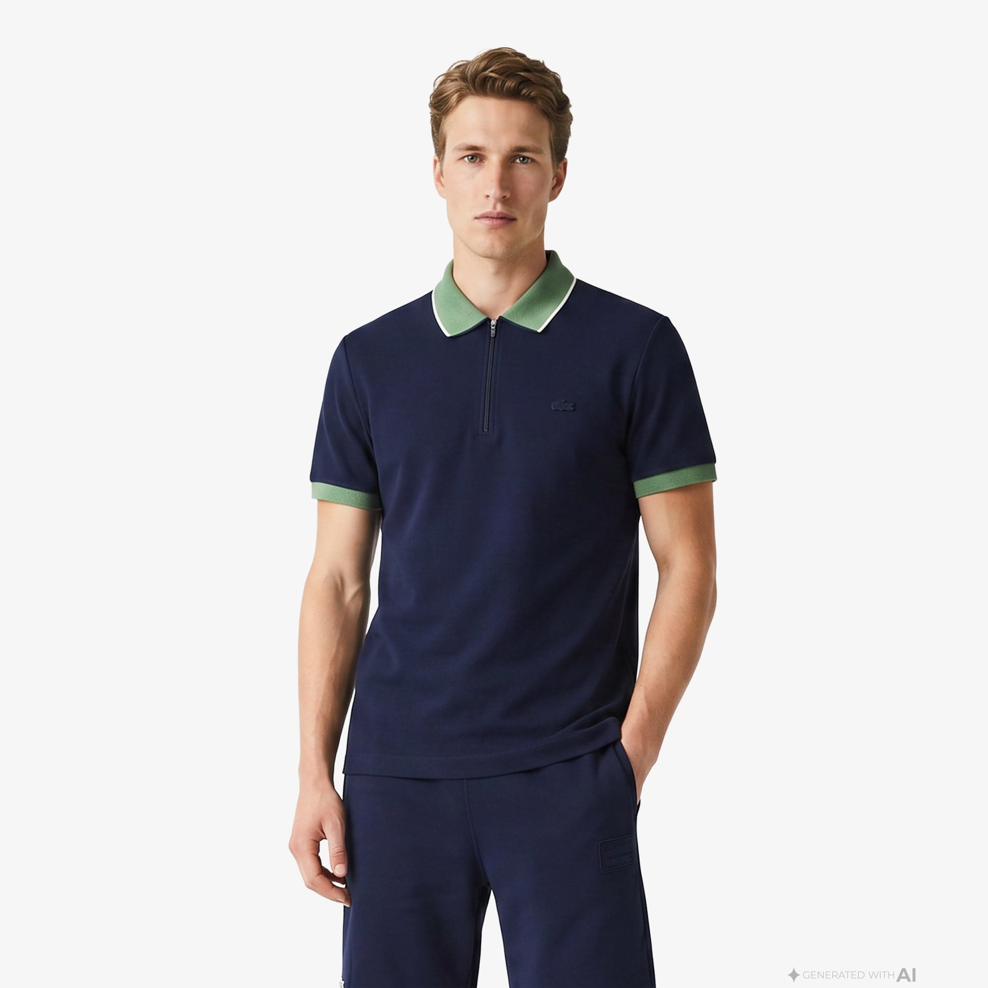 Erkek Regular Fit Renk Bloklu Lacivert Polo