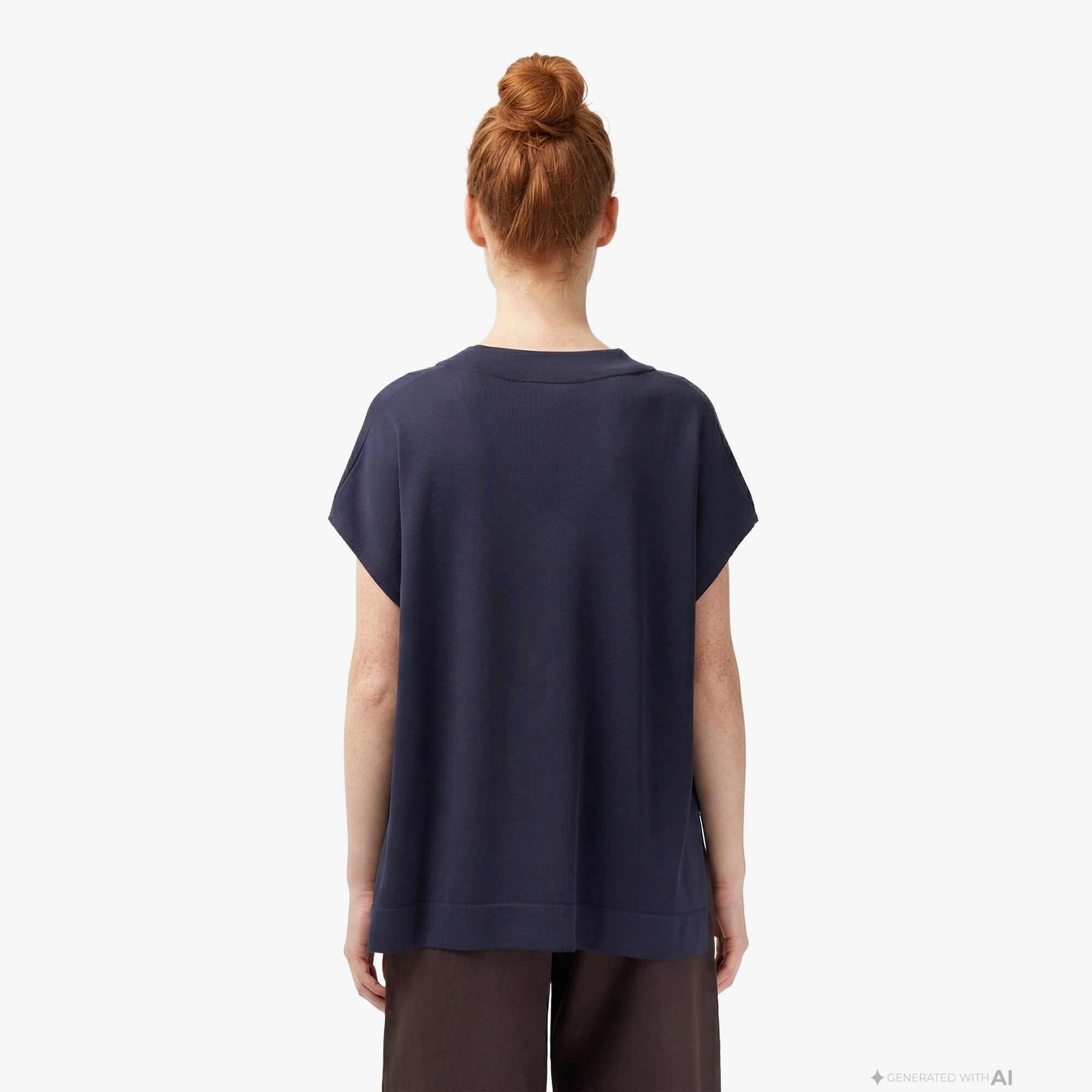 Kadın Relaxed Fit Kısa Kollu V Yaka Koyu Gri Triko