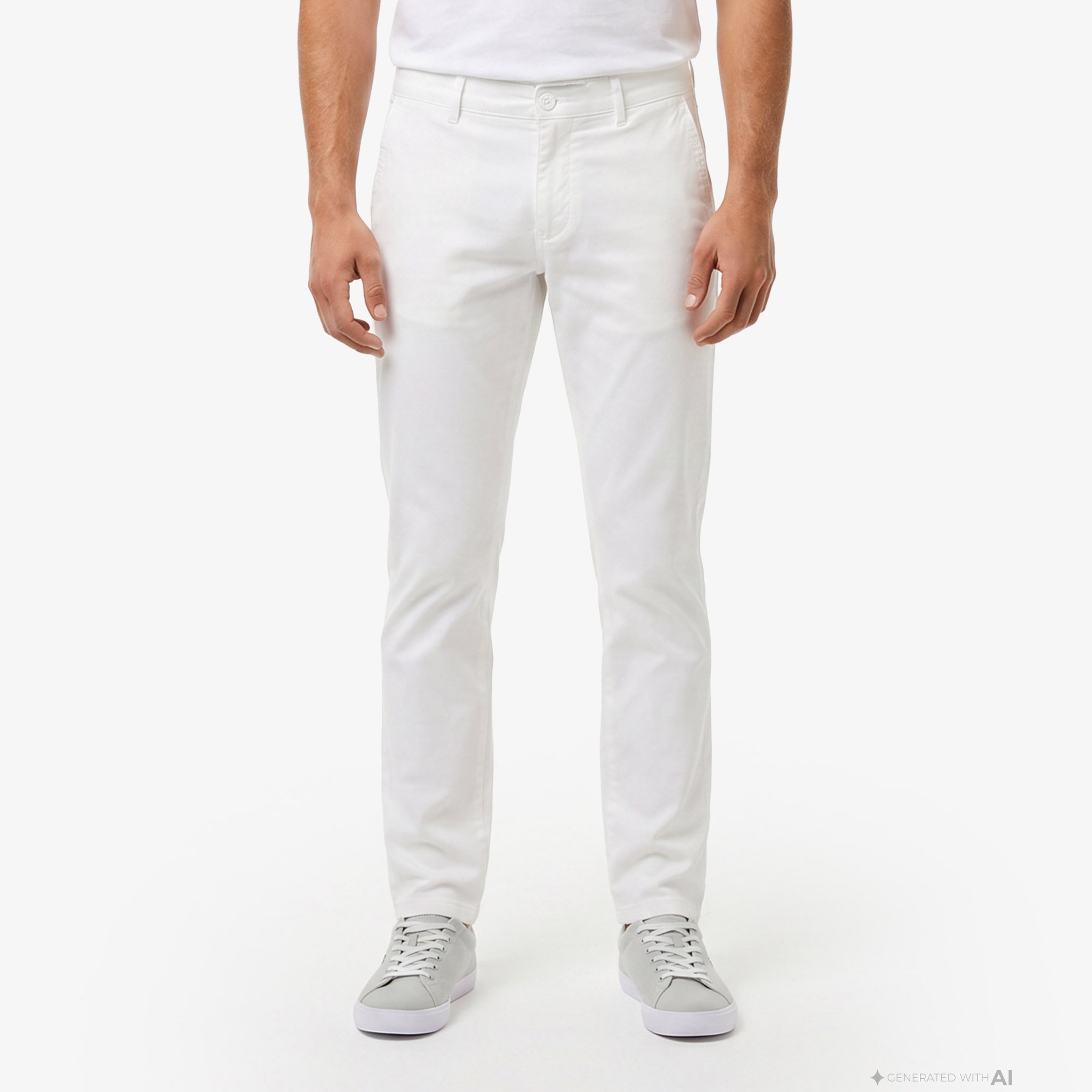 Erkek Slim Fit Krem Chino Pantolon