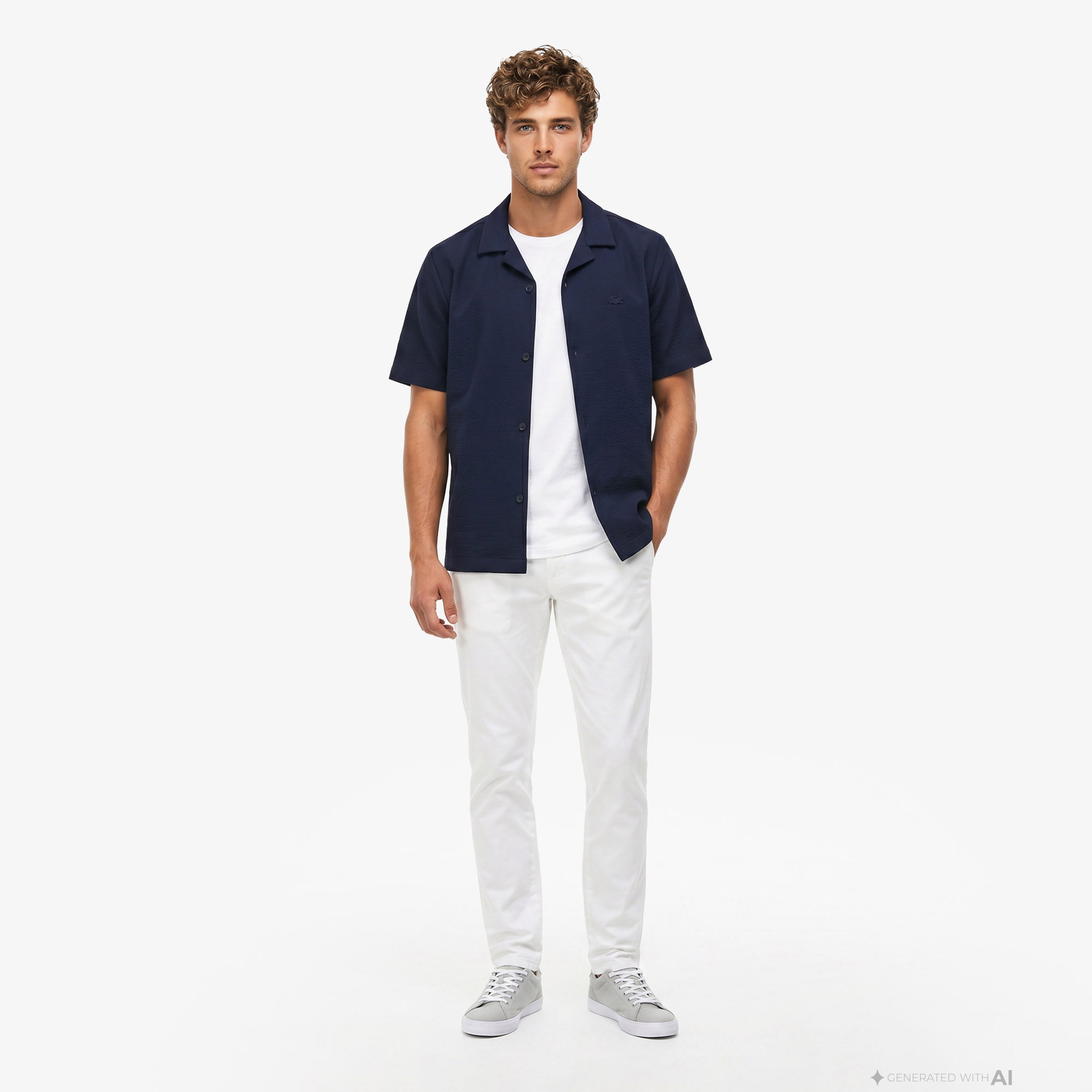 Erkek Slim Fit Krem Chino Pantolon