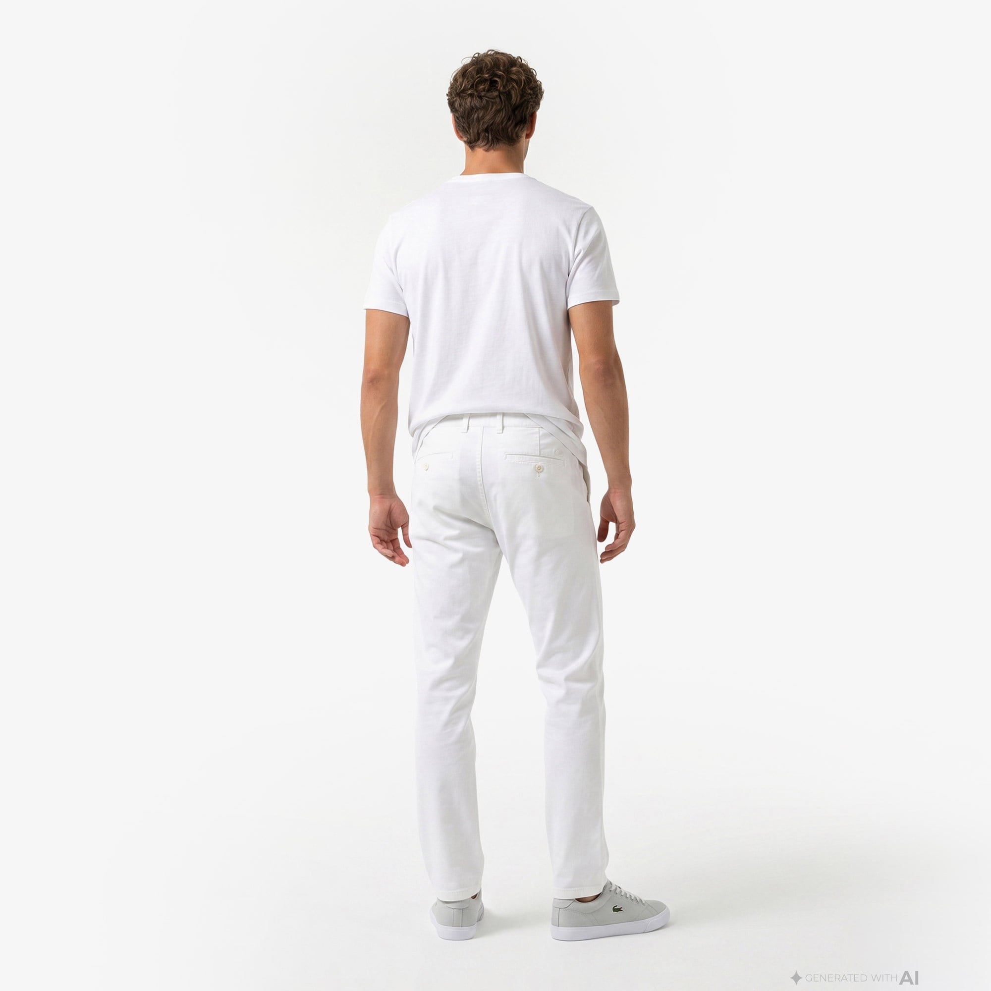Erkek Slim Fit Krem Chino Pantolon