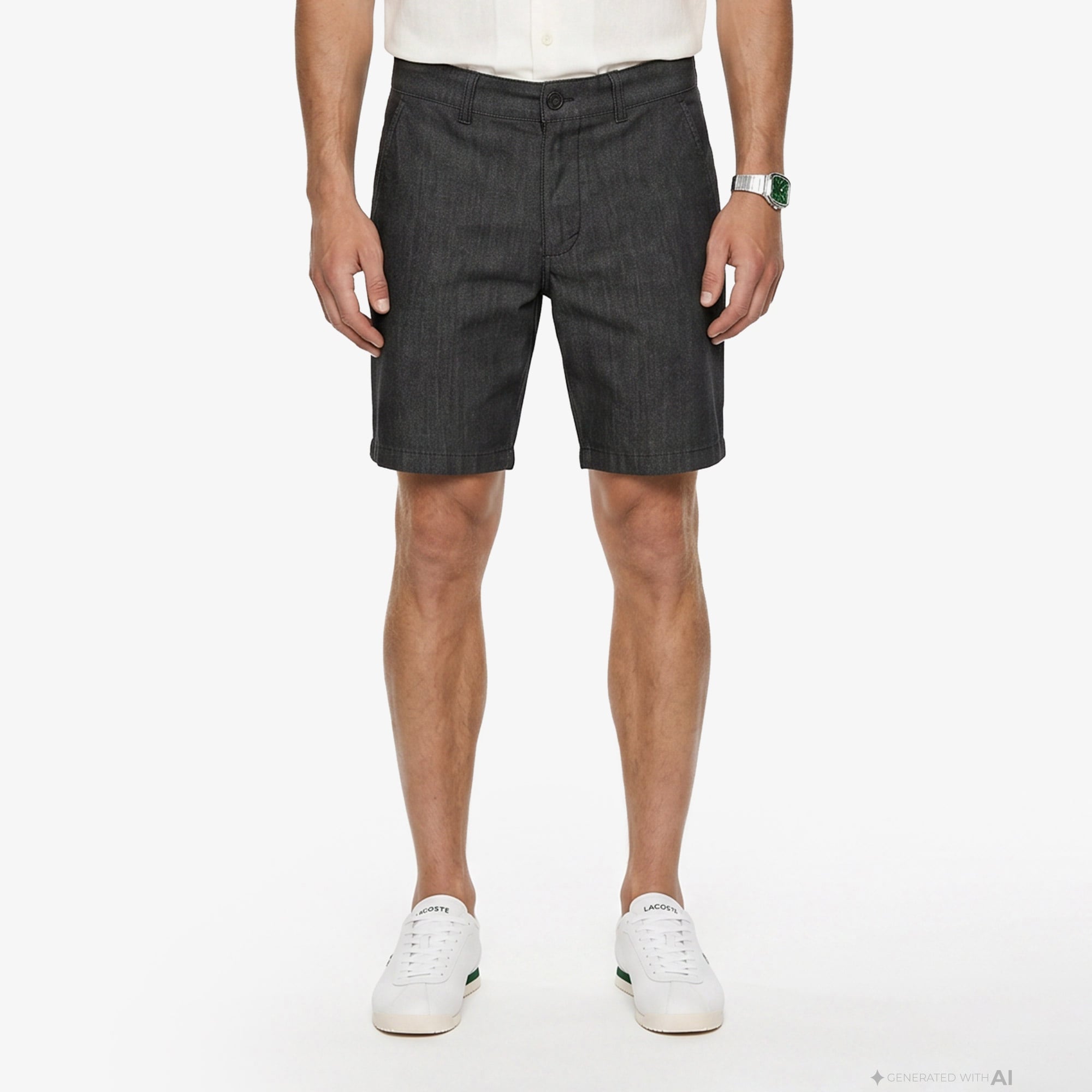 Erkek Slim Fit Siyah Bermuda Şort