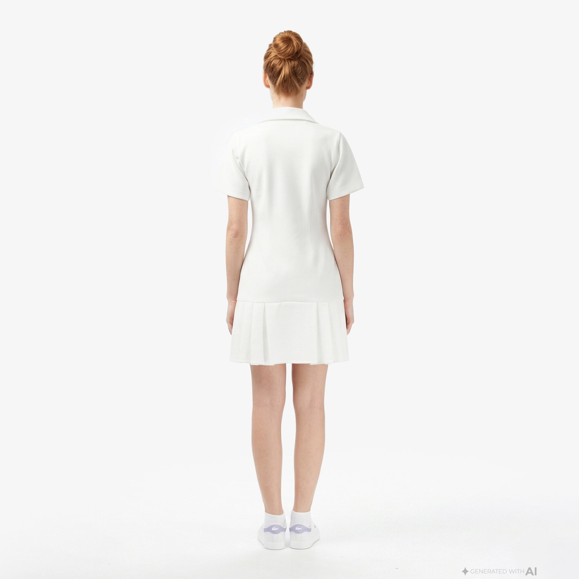 Kadın Classic Fit Kısa Kollu Polo Yaka Krem Elbise