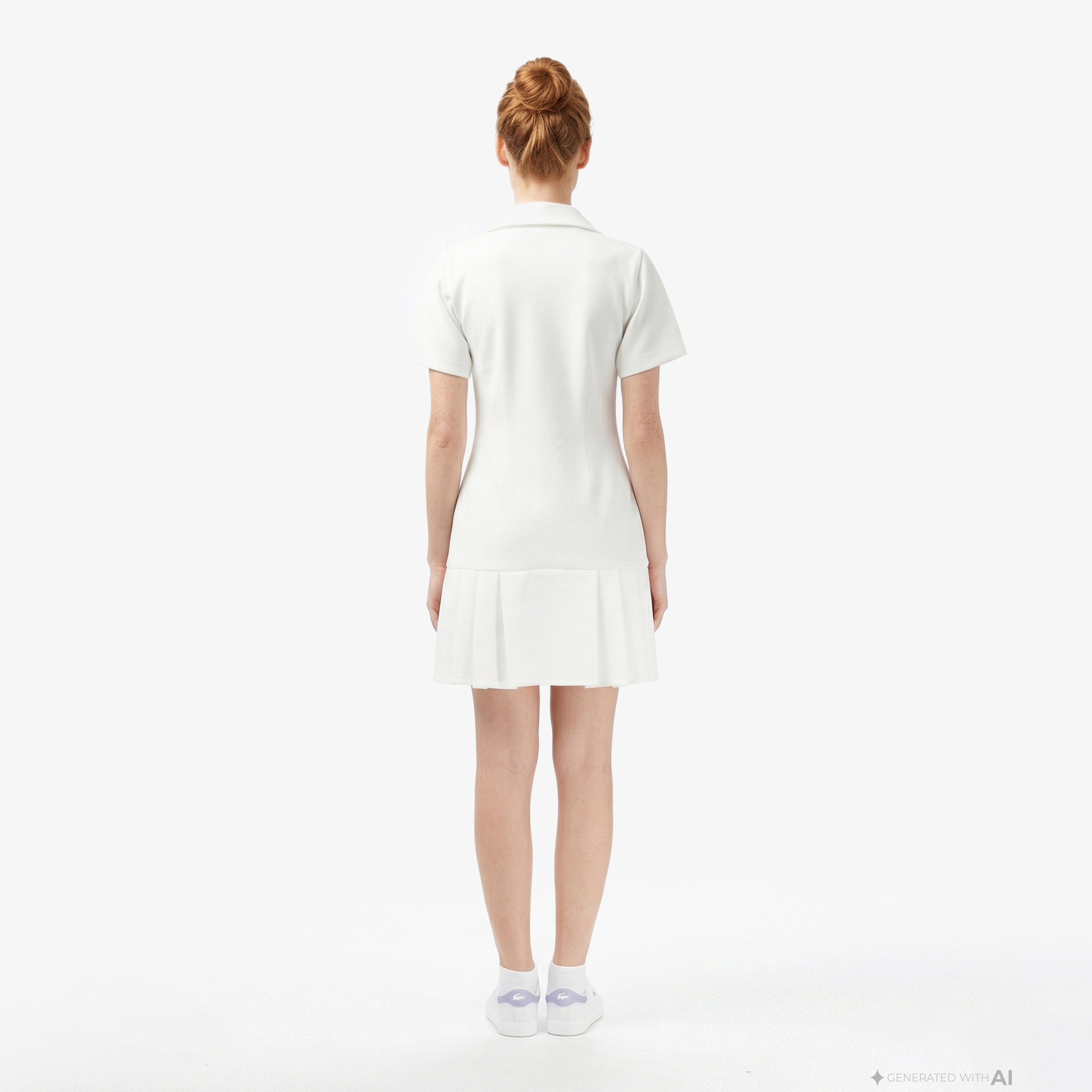 Kadın Classic Fit Kısa Kollu Polo Yaka Krem Elbise
