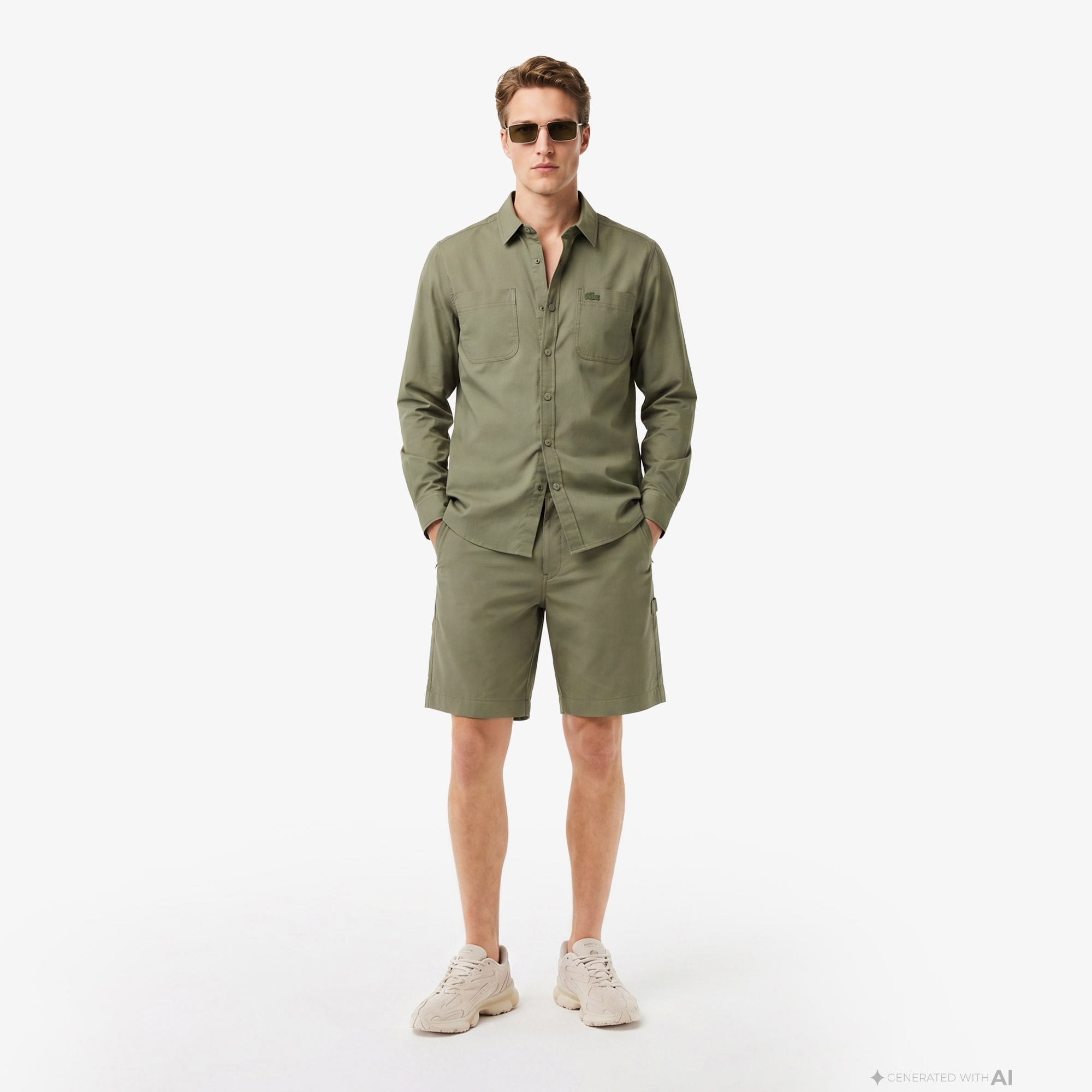 Erkek Relaxed Fit Haki Bermuda Şort