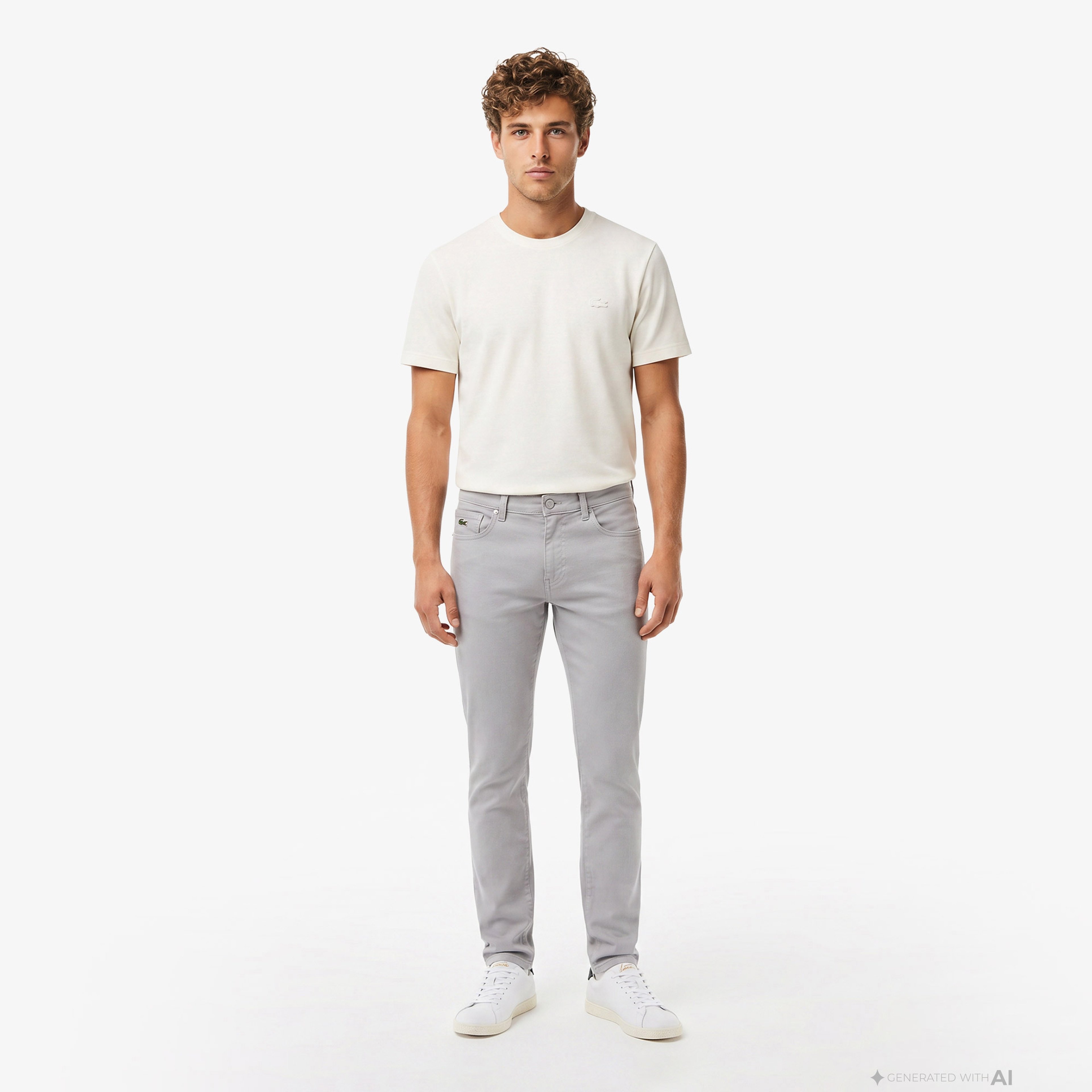 Erkek Slim Fit Gri Jean Pantolon