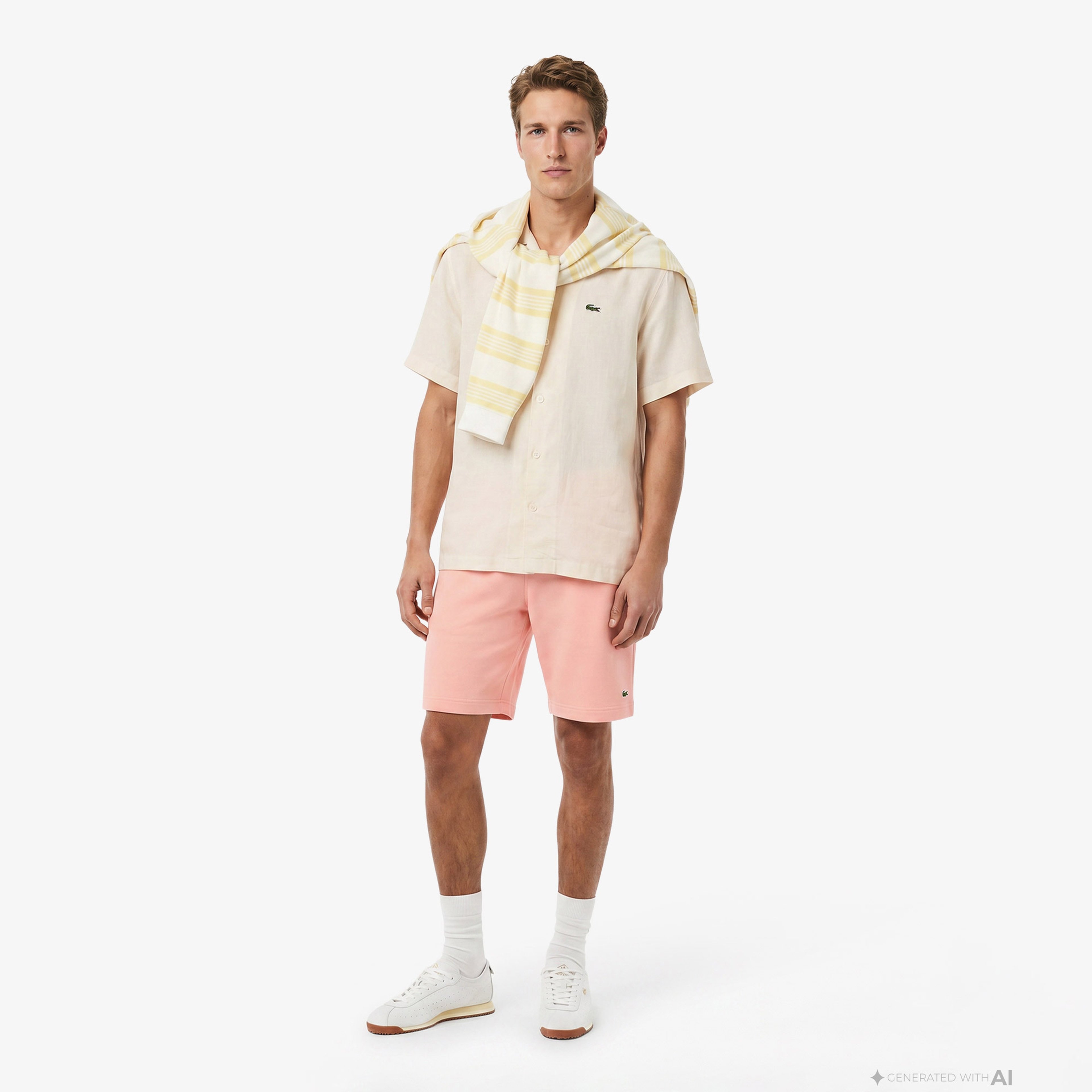 Erkek Relaxed Fit Kısa Kollu Krem Gömlek Erkek Relaxed Fit Kısa Kollu Krem Gömlek