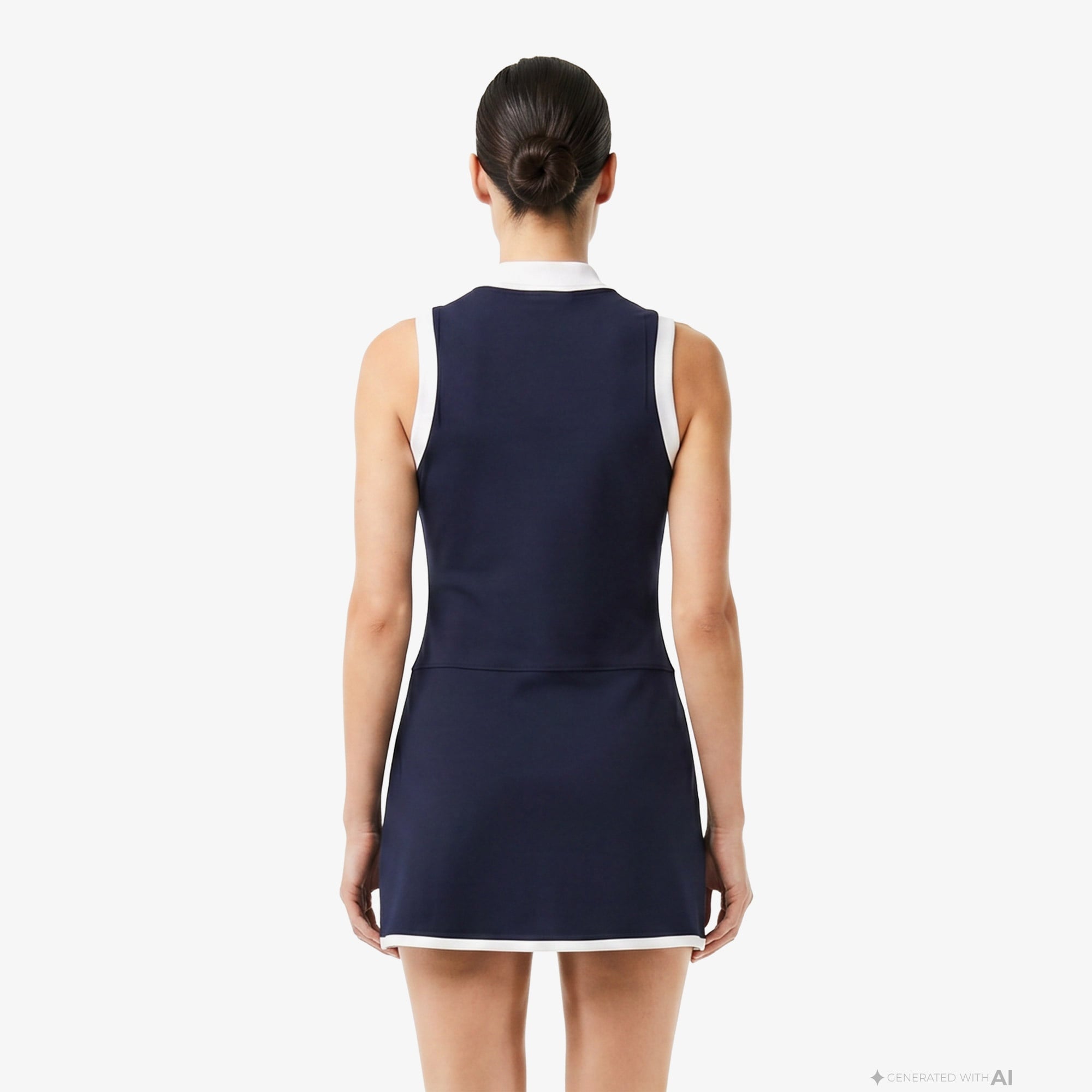 Kadın Classic Fit Kolsuz Yarım Fermuarlı Lacivert Elbise