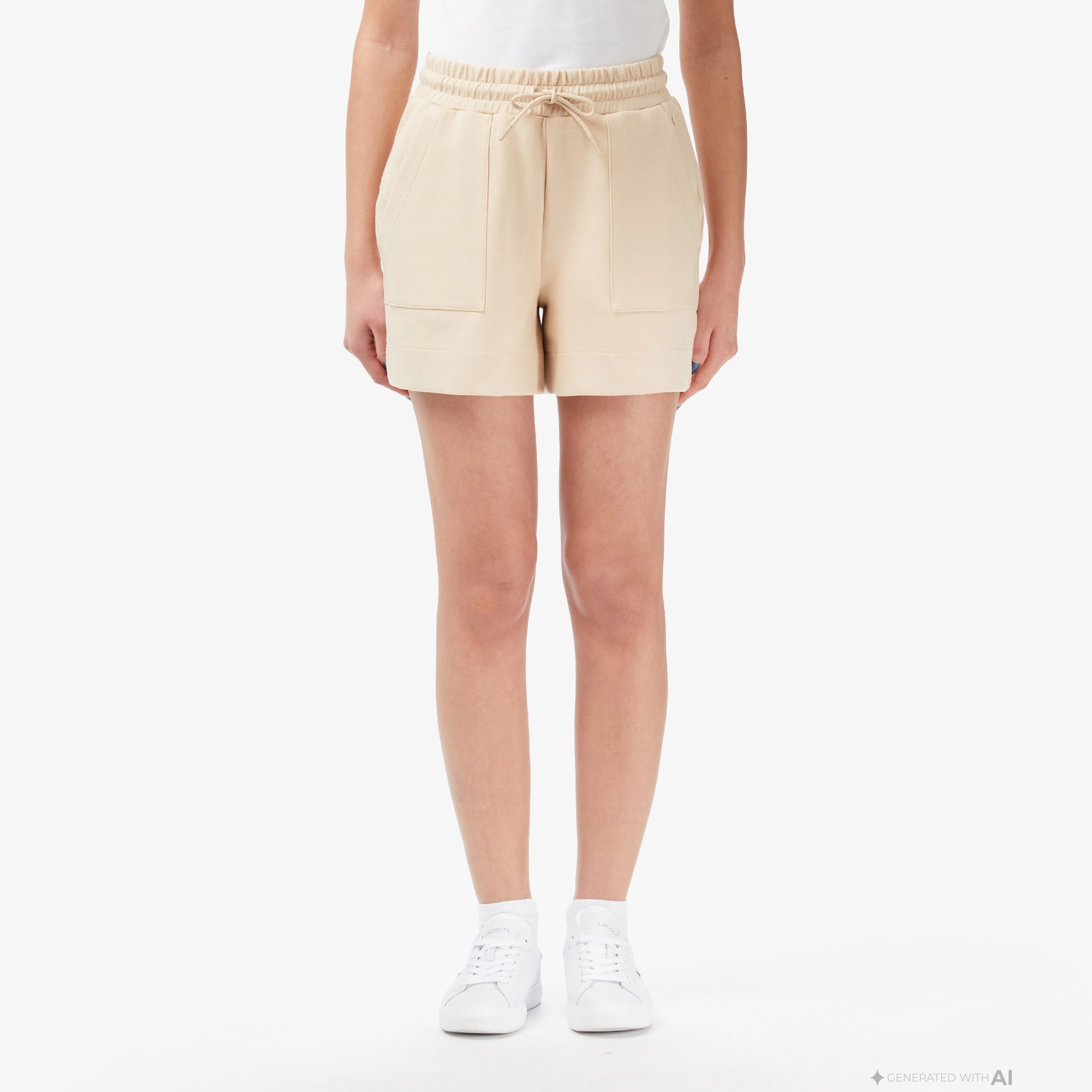 Lacoste Kadın Relaxed Fit Bej Şort görsel 2