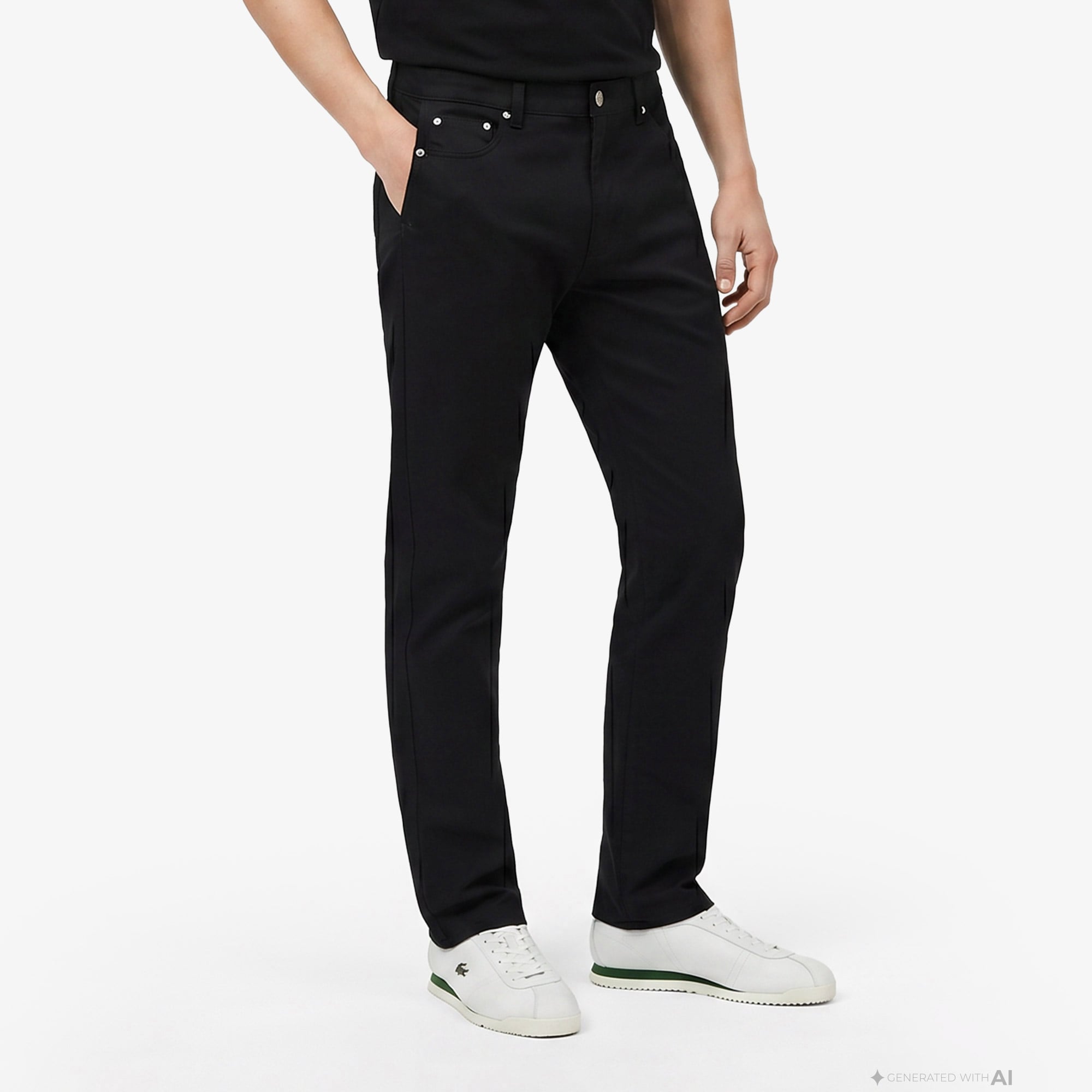 Lacoste Erkek Slim Fit Siyah Jean Pantolon görsel 4