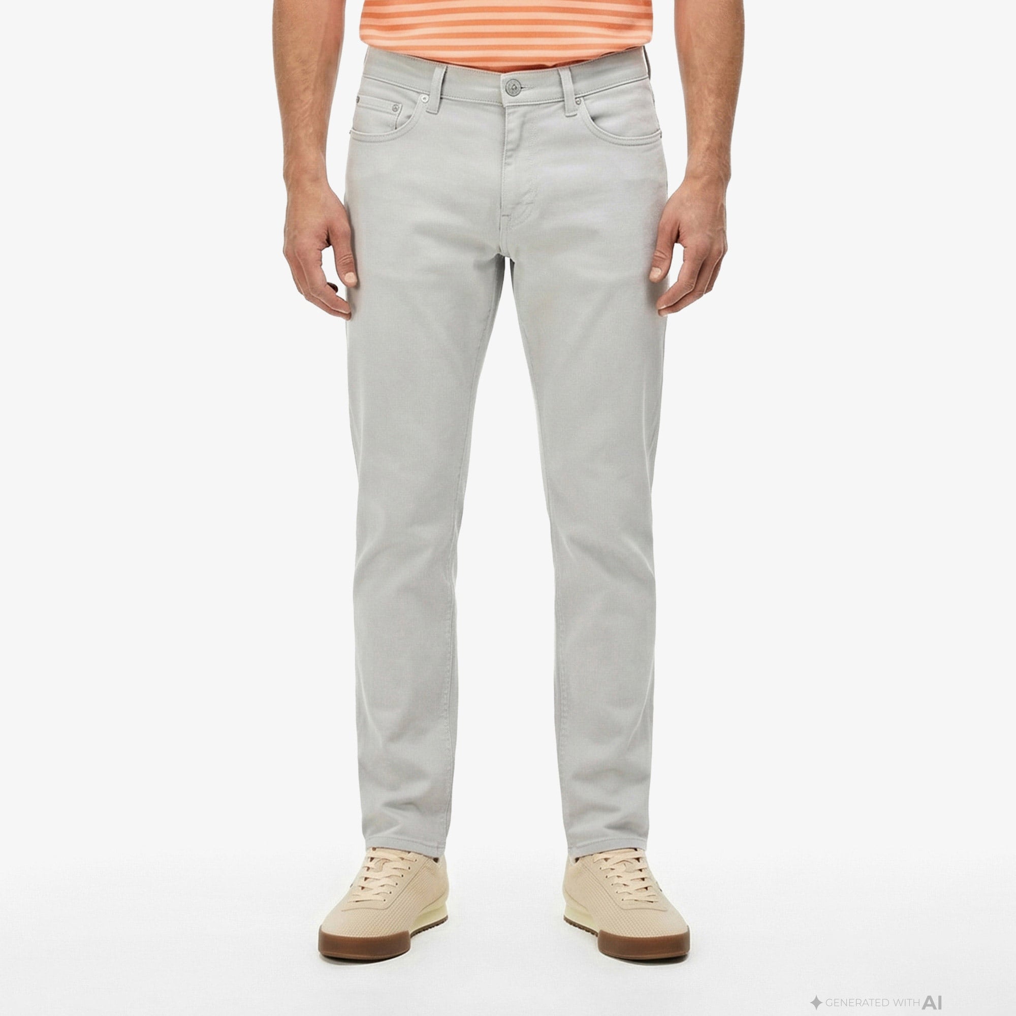 Erkek Slim Fit Gri Jean Pantolon