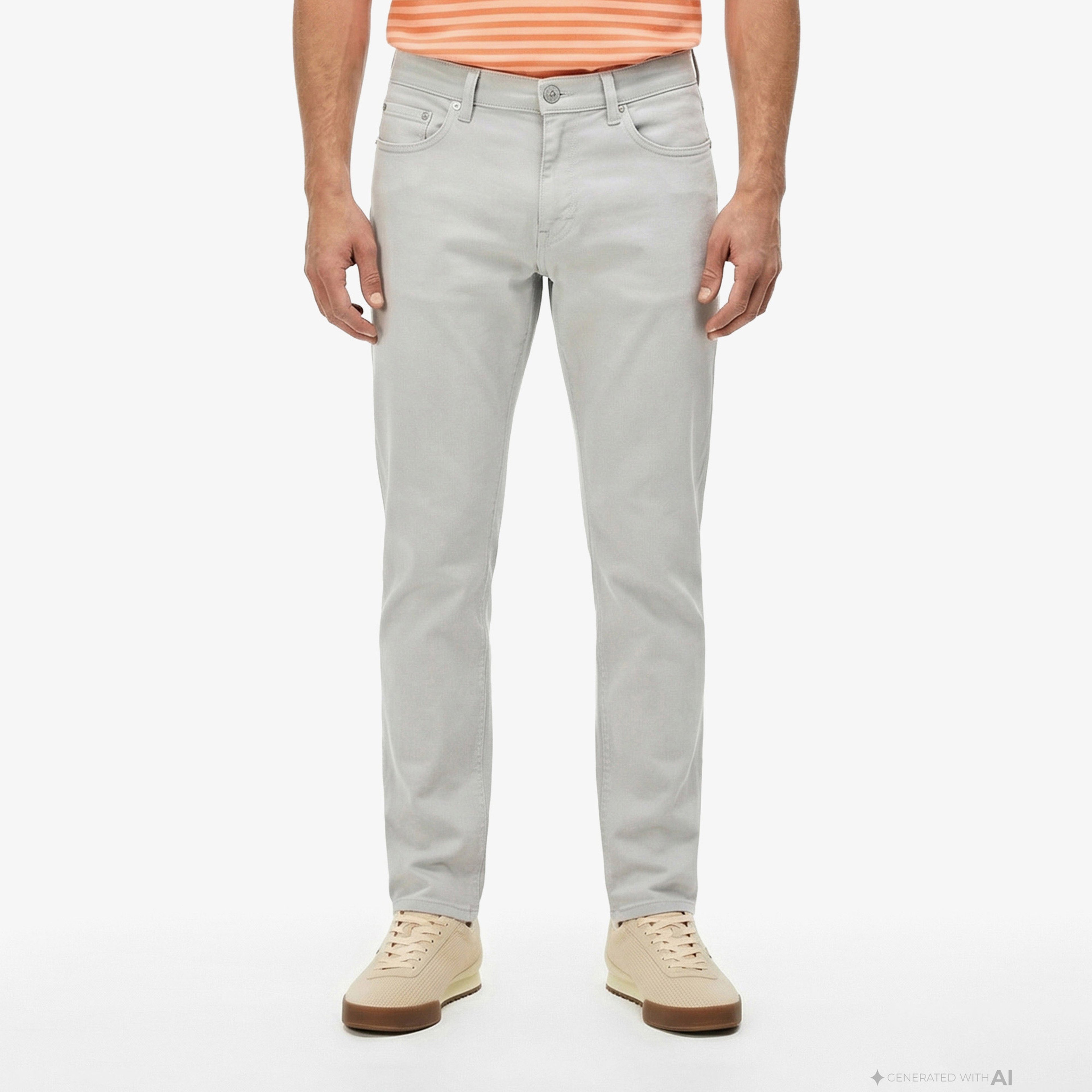 Erkek Slim Fit Gri Jean Pantolon