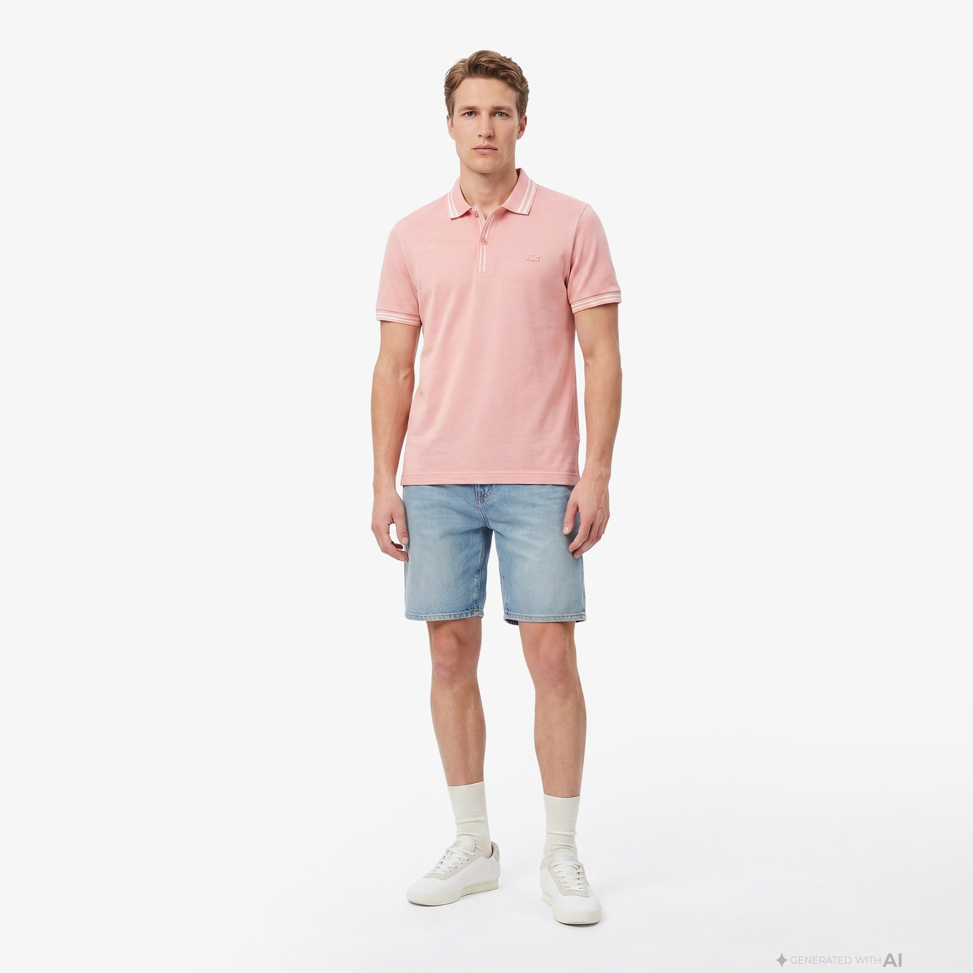 Erkek Regular Fit Pembe Polo