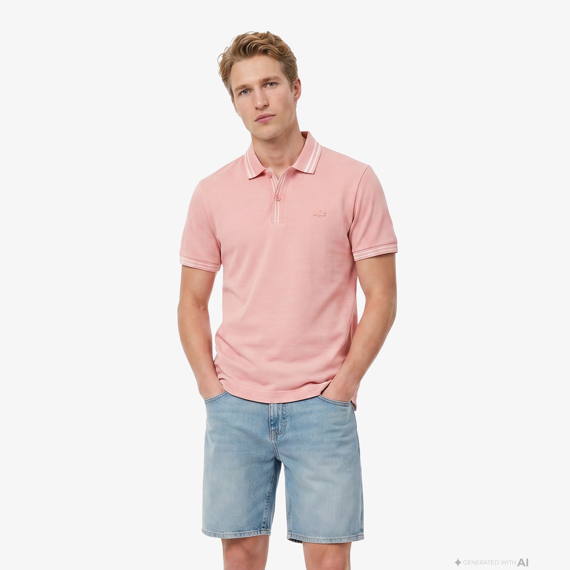 Erkek Regular Fit Pembe Polo