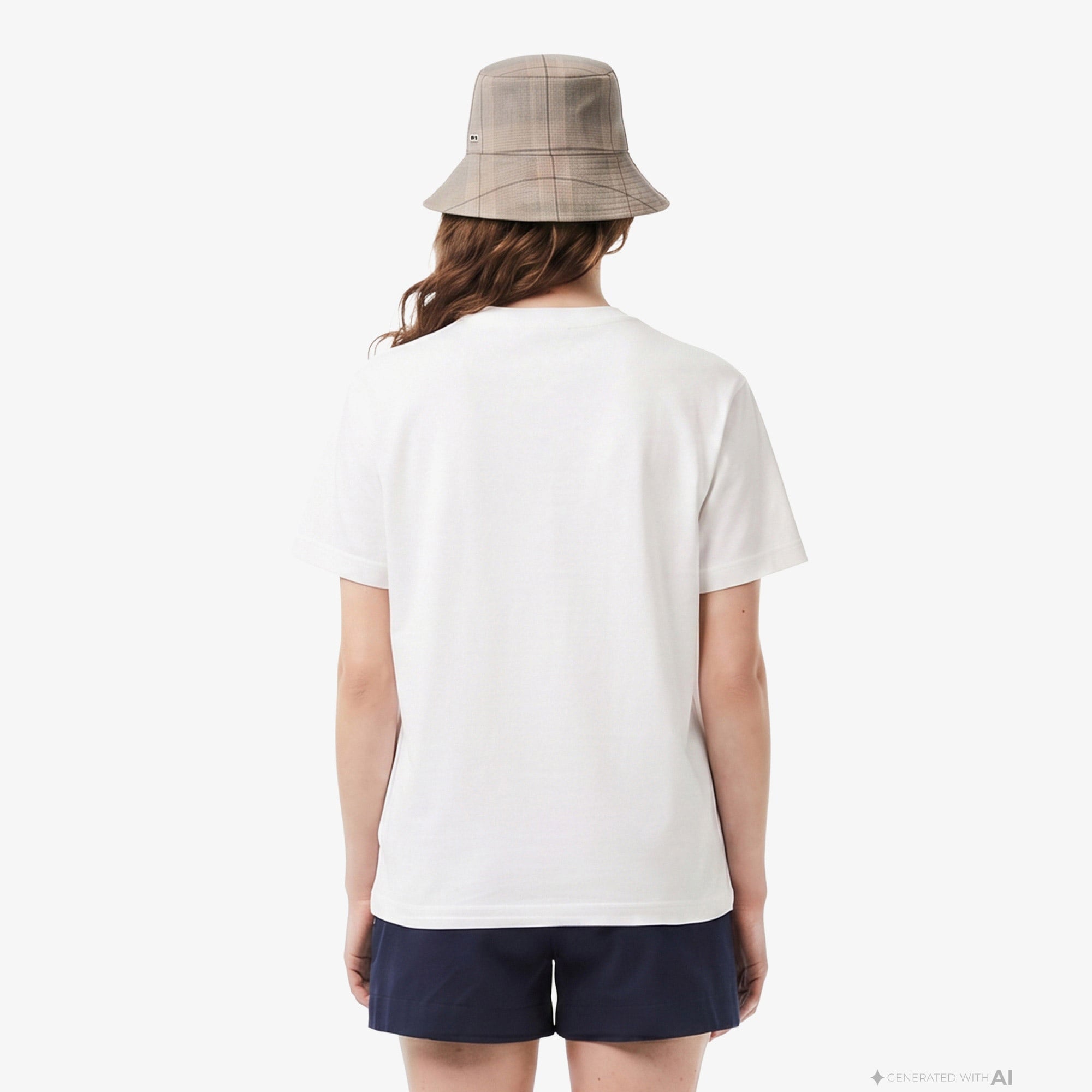 Kadın Loose Fit V Yaka Beyaz T-Shirt
