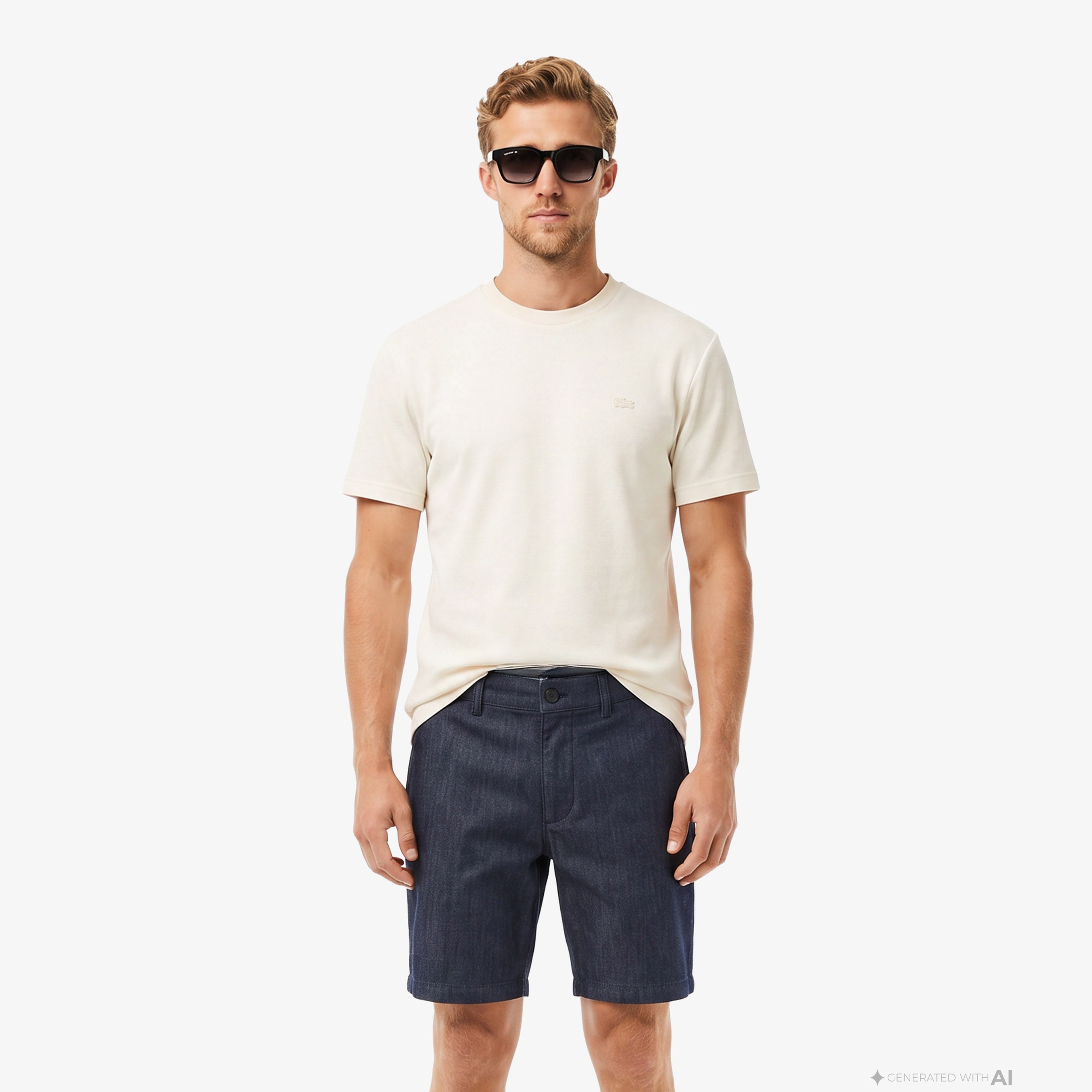 Erkek Relaxed Fit Bisiklet Yaka Krem T-Shirt
