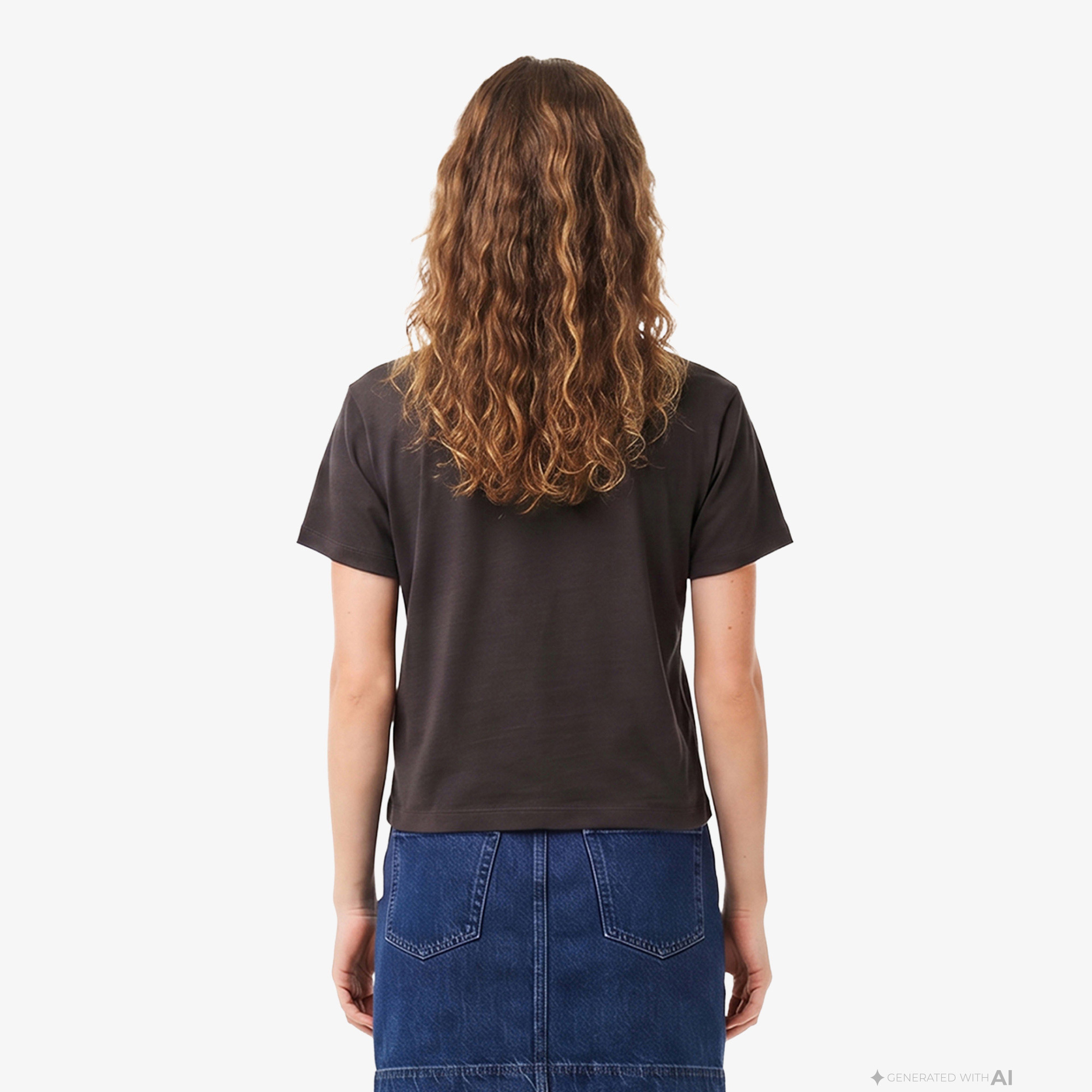 Kadın Loose Fit V Yaka Kahverengi T-Shirt Kadın Loose Fit V Yaka Kahverengi T-Shirt