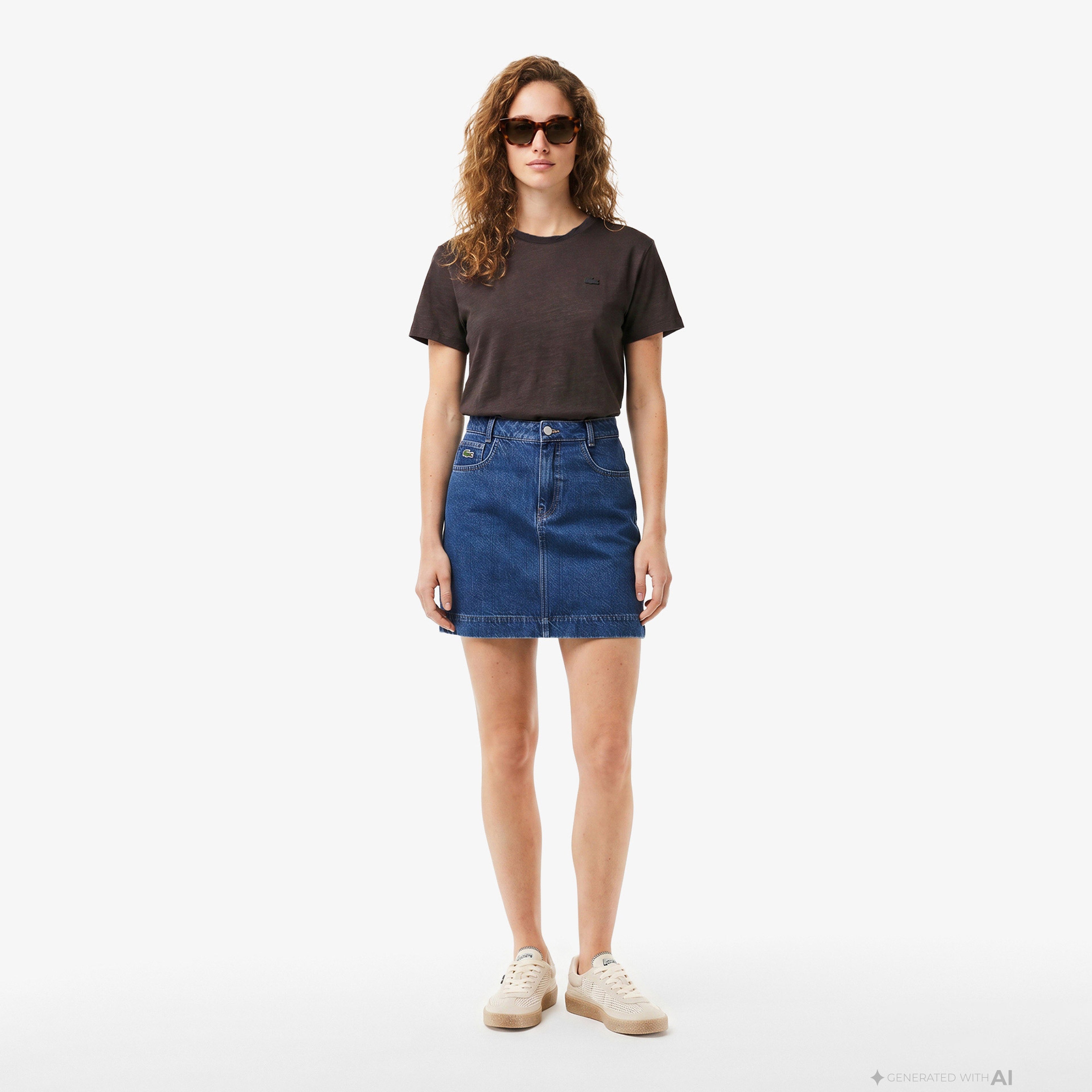 Kadın Loose Fit V Yaka Kahverengi T-Shirt Kadın Loose Fit V Yaka Kahverengi T-Shirt