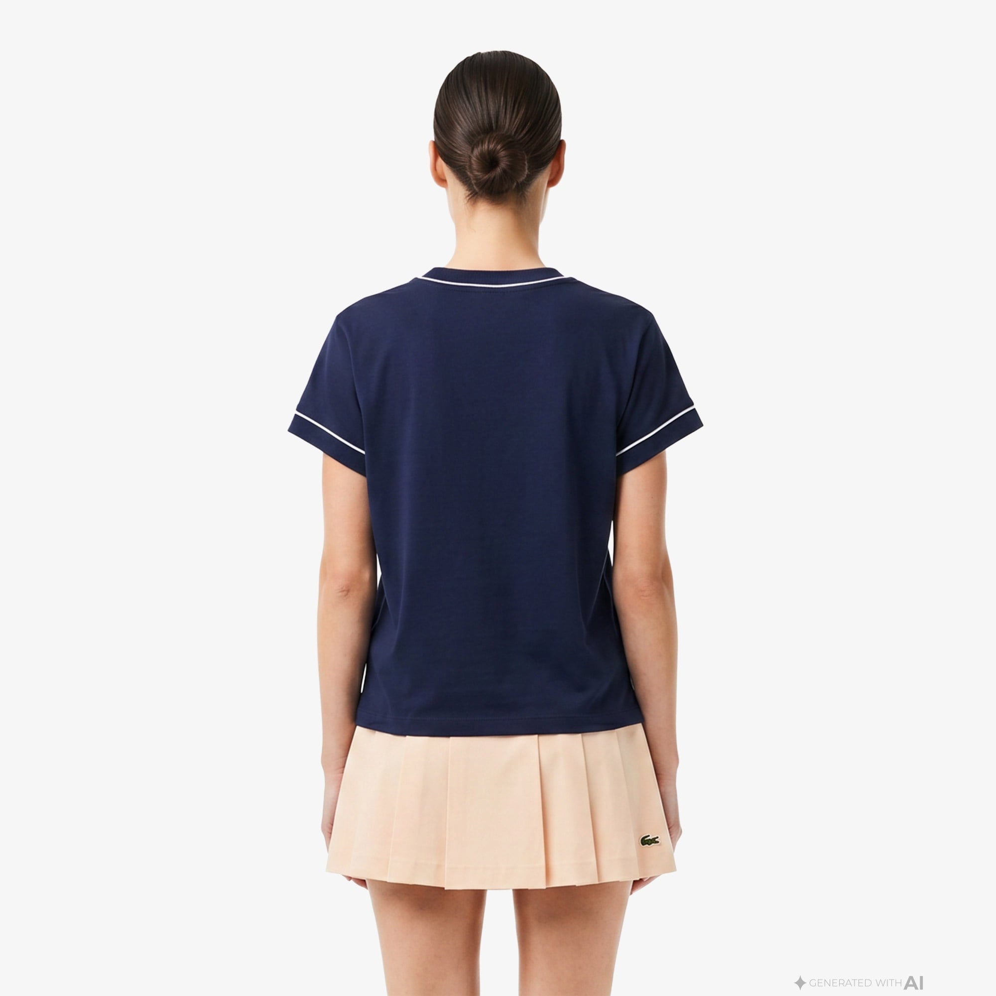 Kadın Loose Fit V Yaka Lacivert T-Shirt