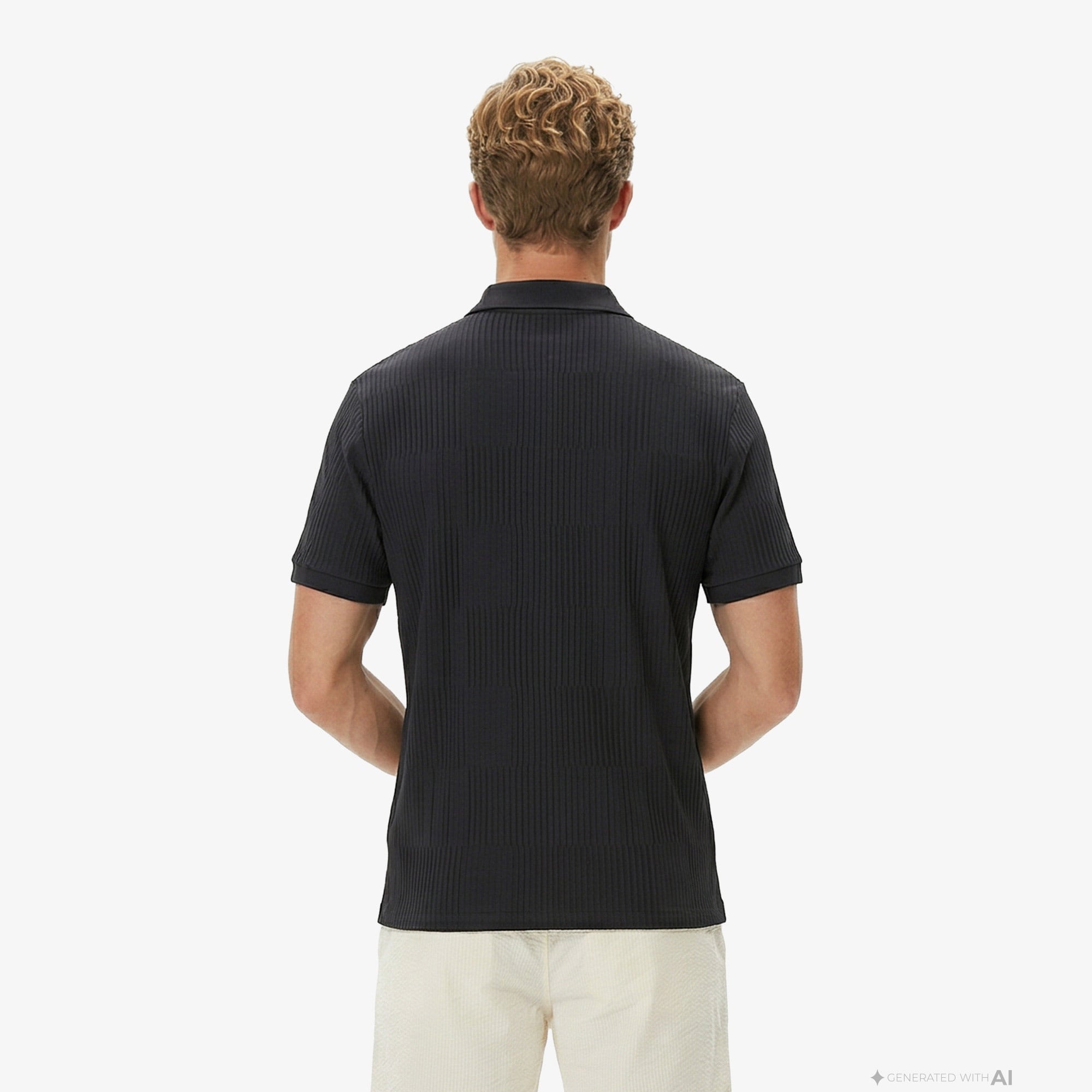 Erkek Regular Fit Çizgili Koyu Gri Polo