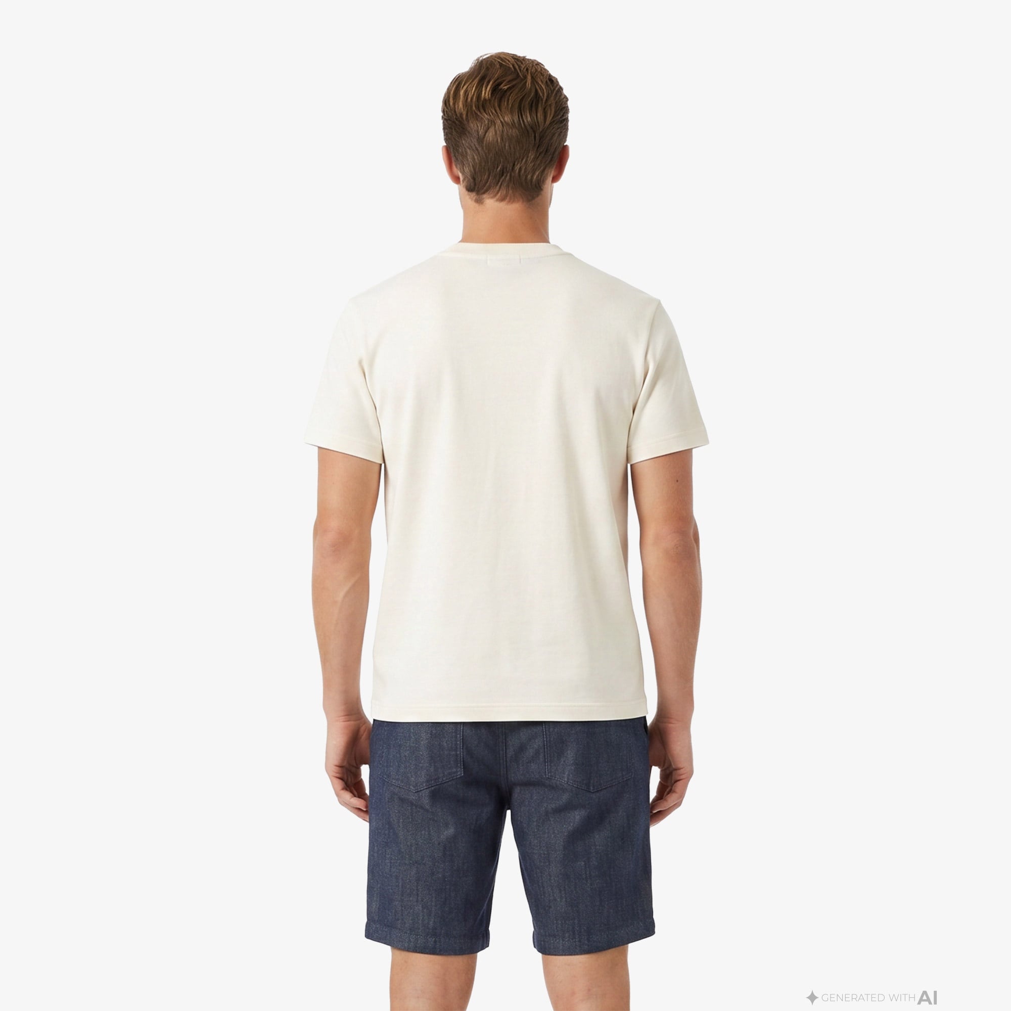Erkek Relaxed Fit Bisiklet Yaka Krem T-Shirt