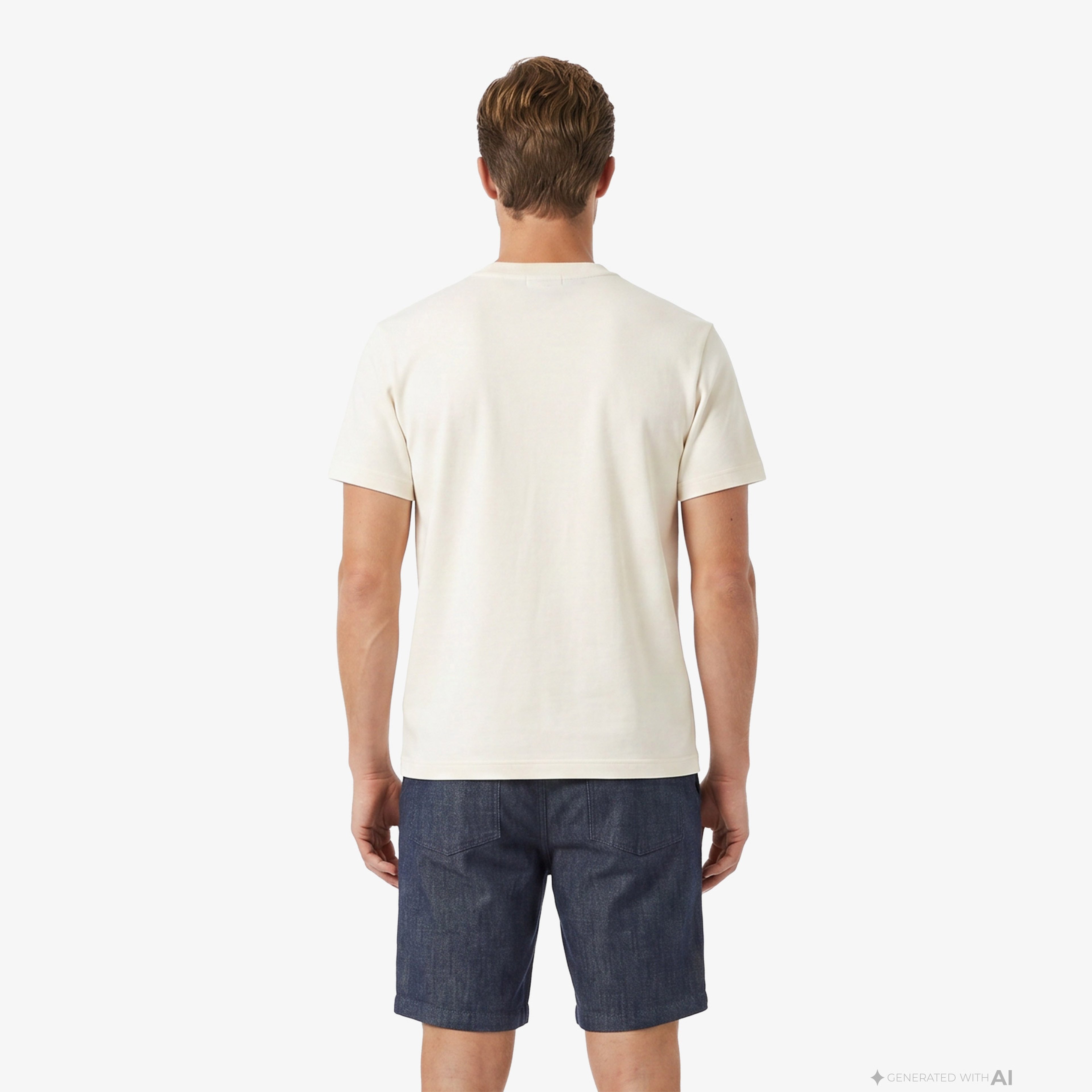 Erkek Relaxed Fit Bisiklet Yaka Krem T-Shirt