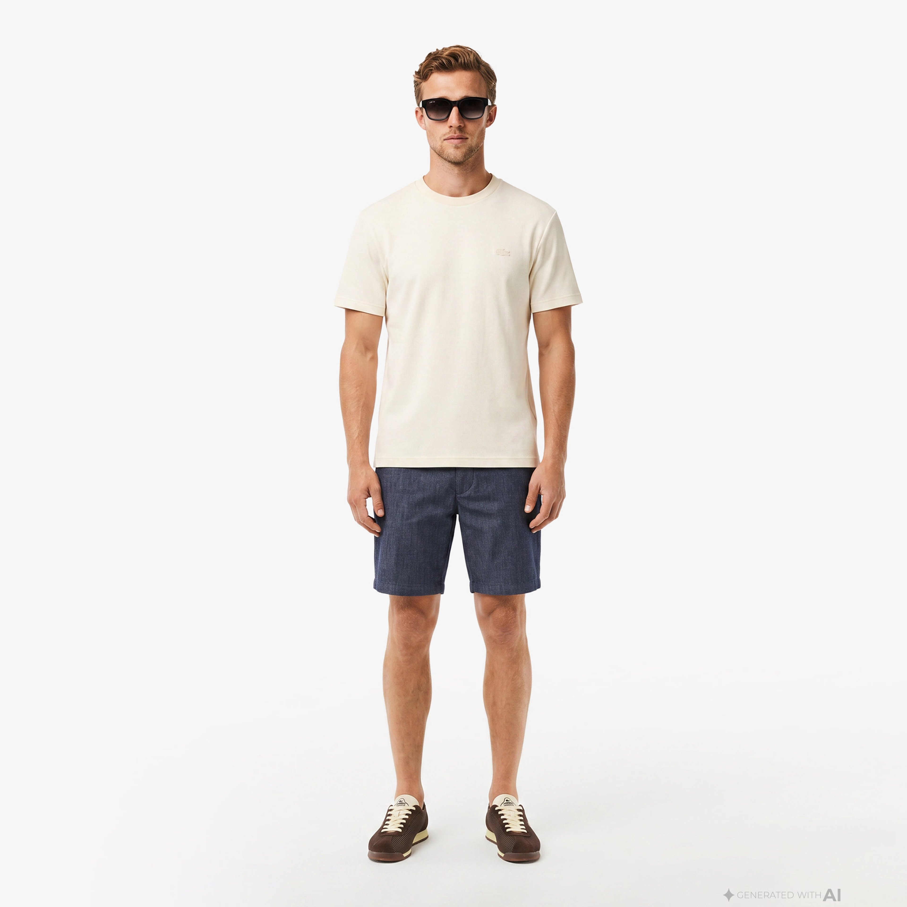 Erkek Relaxed Fit Bisiklet Yaka Krem T-Shirt
