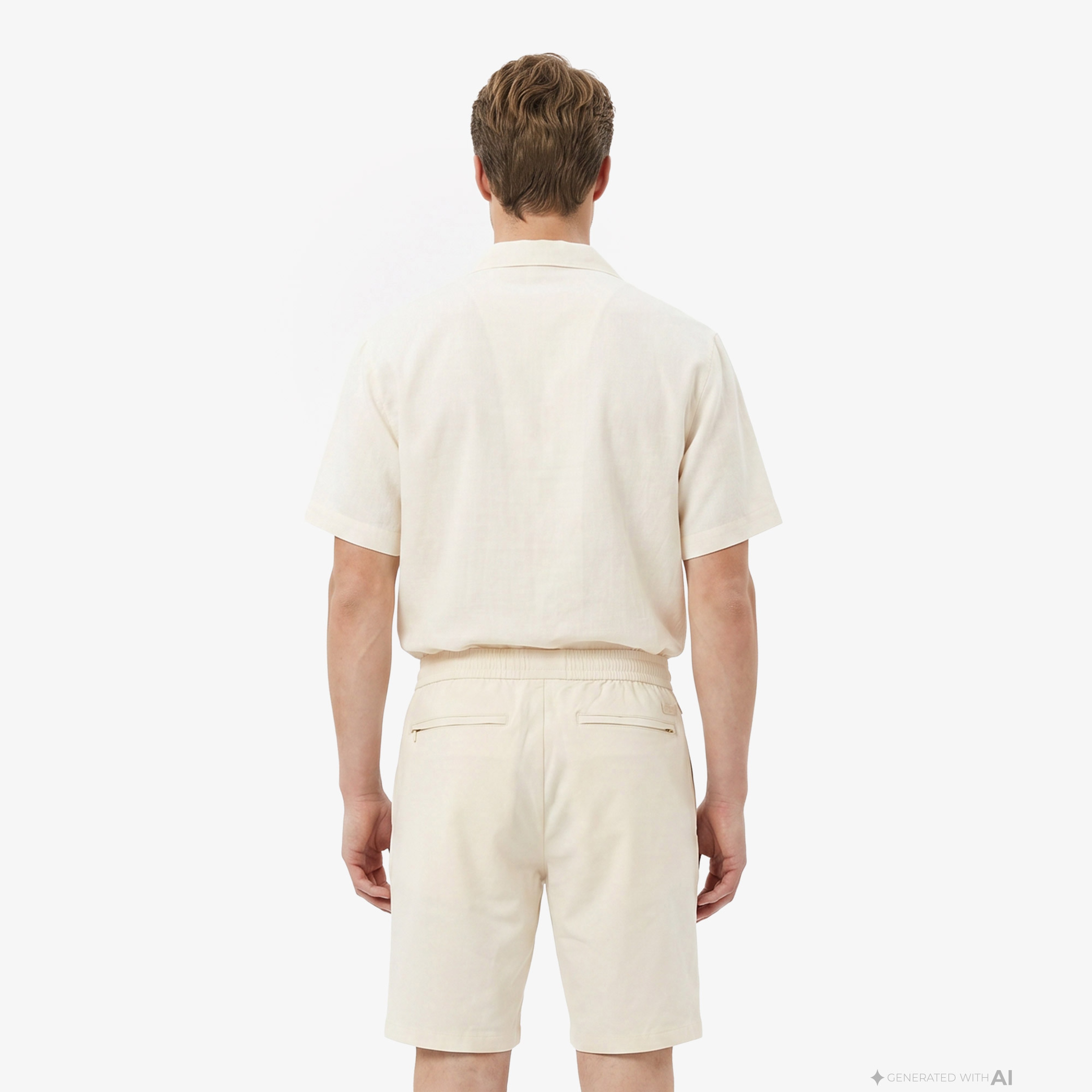 Erkek Tapered Fit Keten Bej Bermuda Şort Erkek Tapered Fit Keten Bej Bermuda Şort