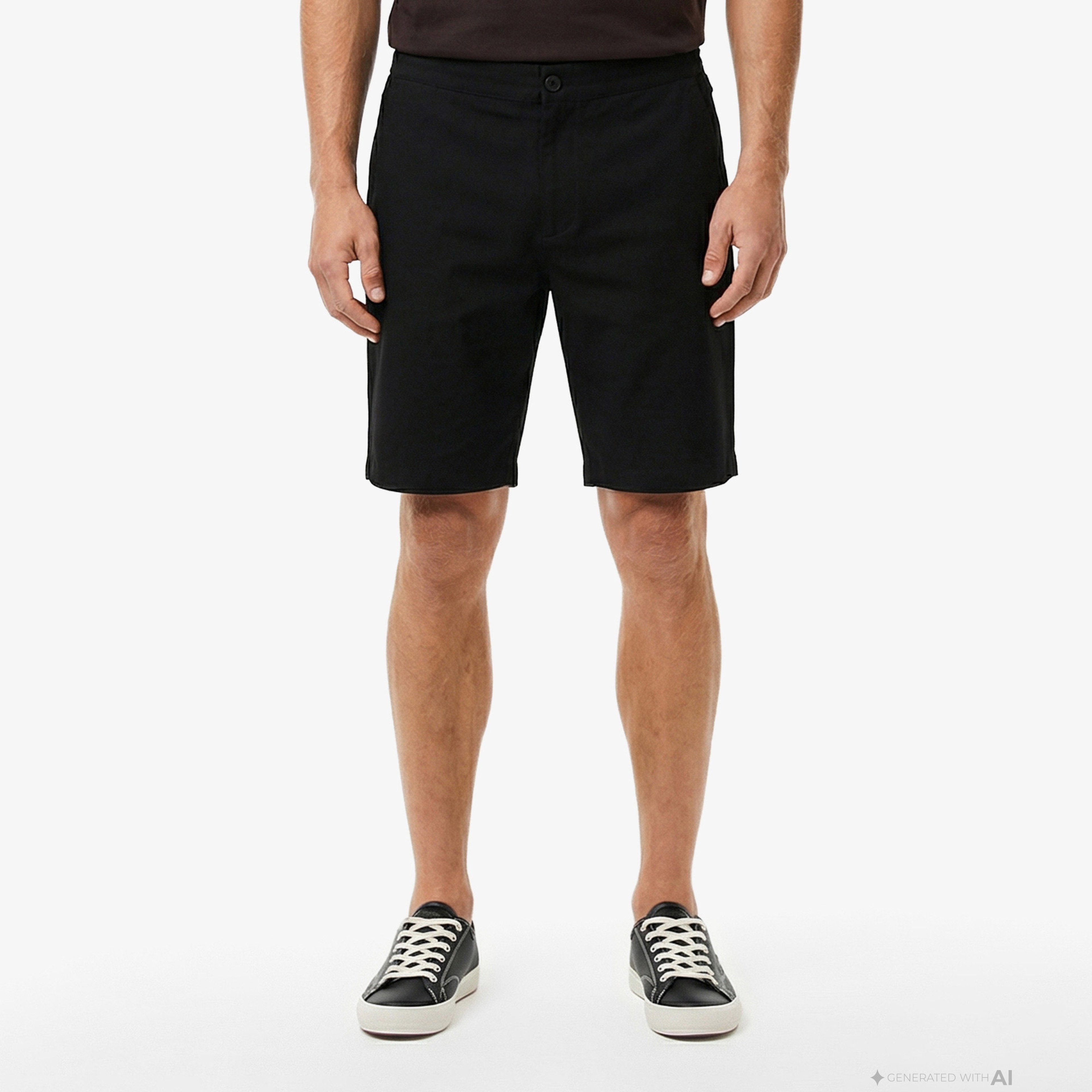 Erkek Tapered Fit Keten Siyah Bermuda Şort Erkek Tapered Fit Keten Siyah Bermuda Şort