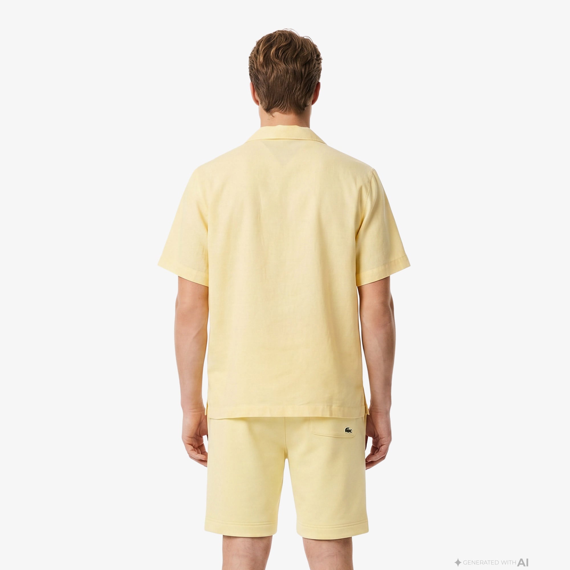 Erkek Relaxed Fit Kısa Kollu Sarı Gömlek