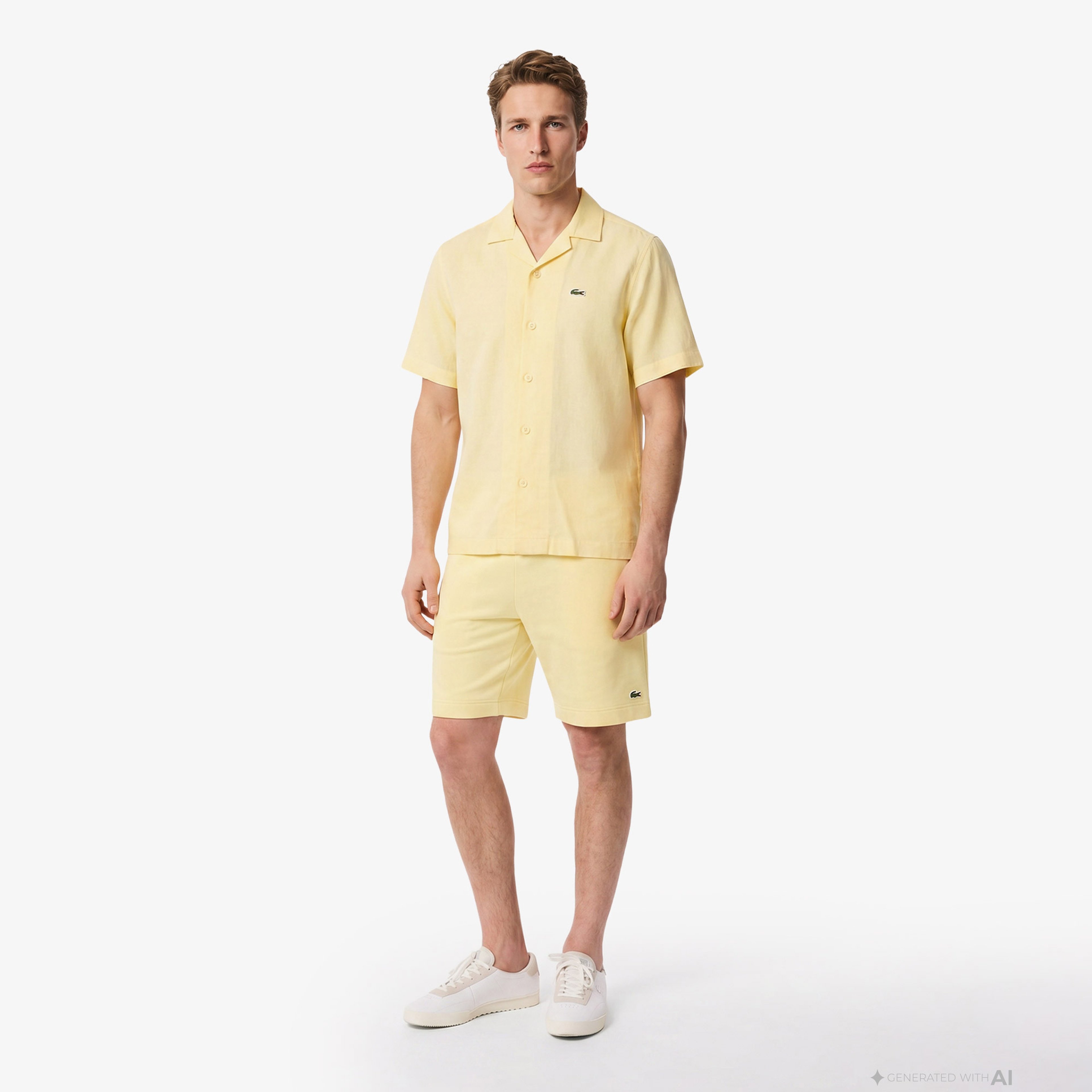 Erkek Relaxed Fit Kısa Kollu Sarı Gömlek Erkek Relaxed Fit Kısa Kollu Sarı Gömlek
