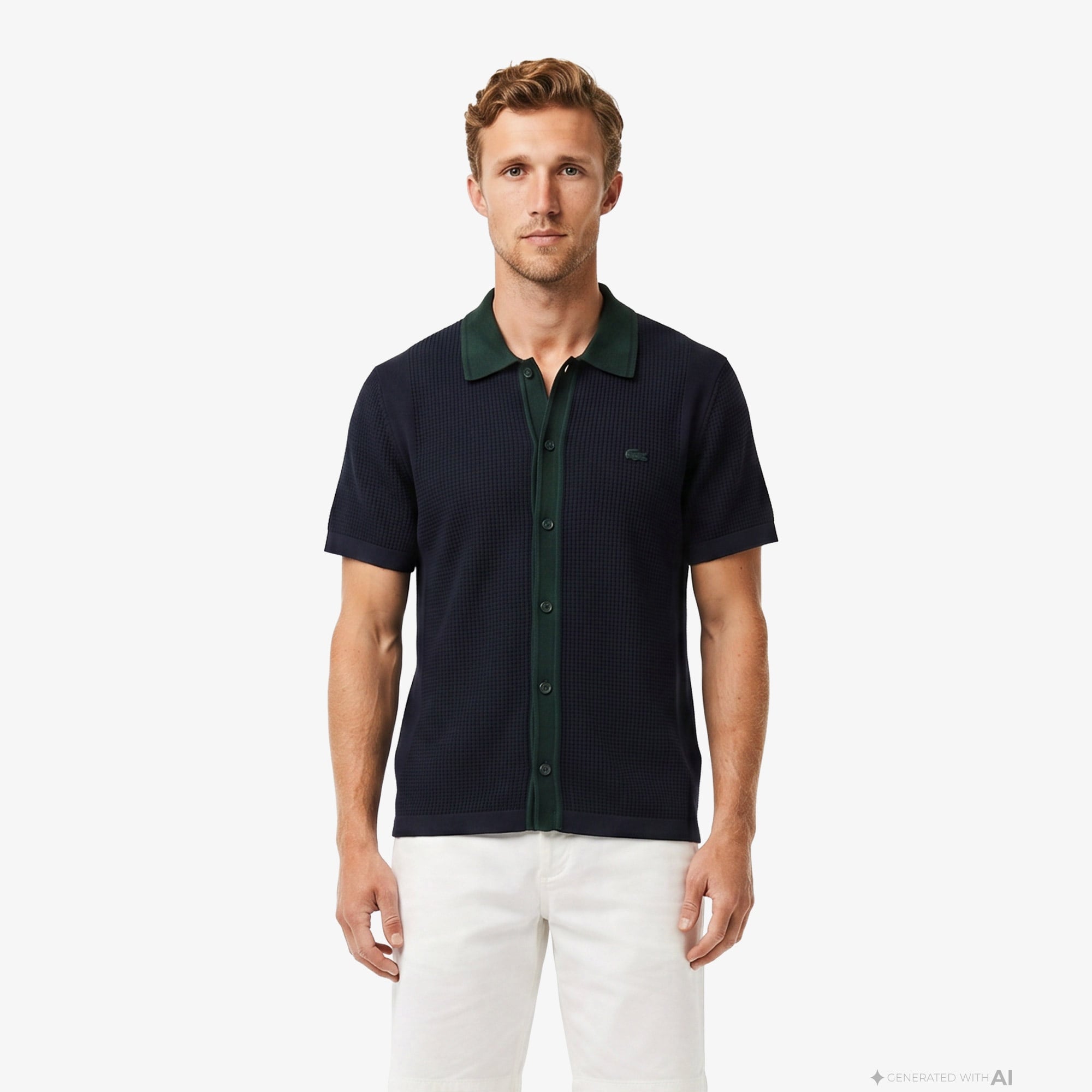 Erkek Classic Fit Kısa Kollu Polo Yaka Lacivert Triko