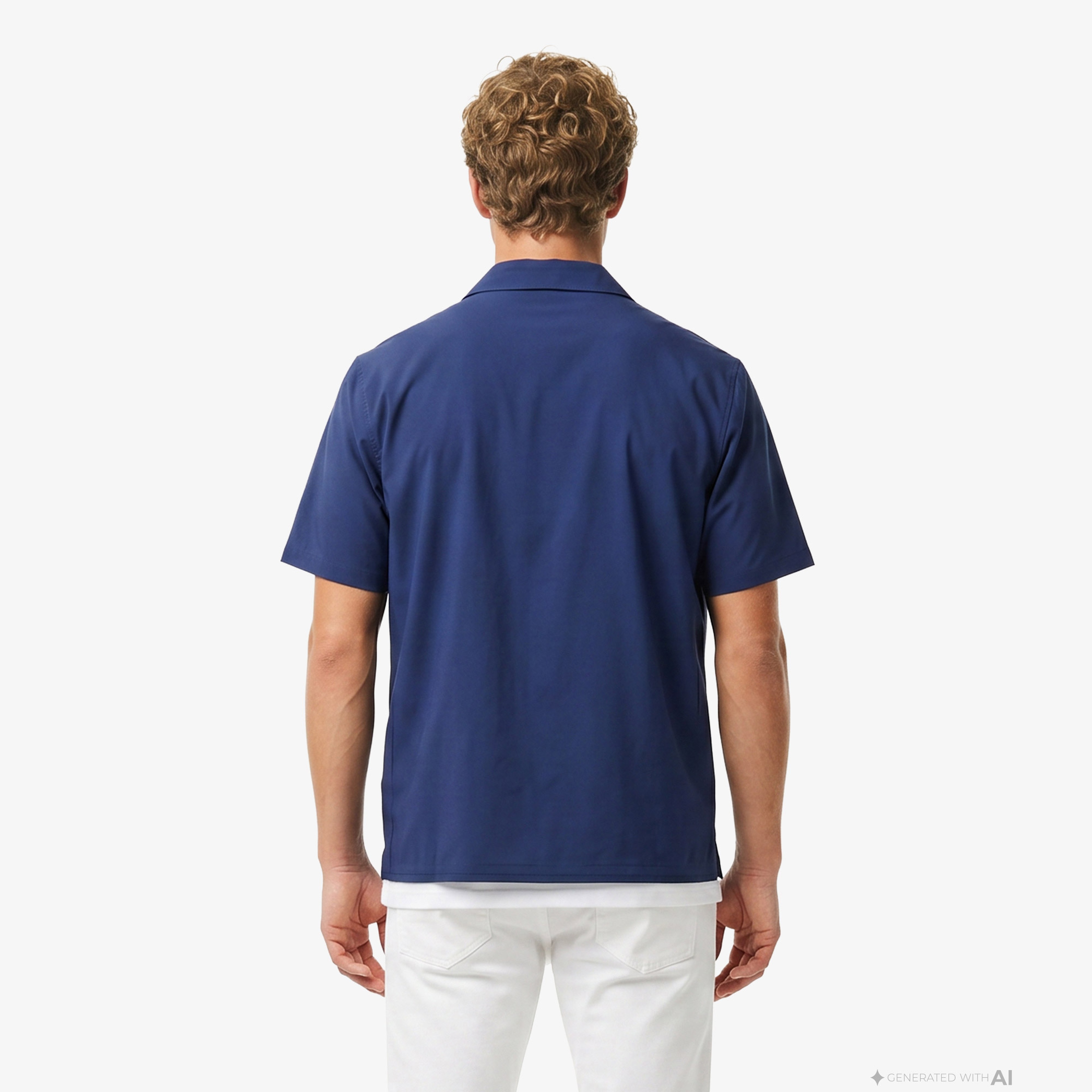 Erkek Relaxed Fit Kısa Kollu Koyu Mavi Gömlek Erkek Relaxed Fit Kısa Kollu Koyu Mavi Gömlek