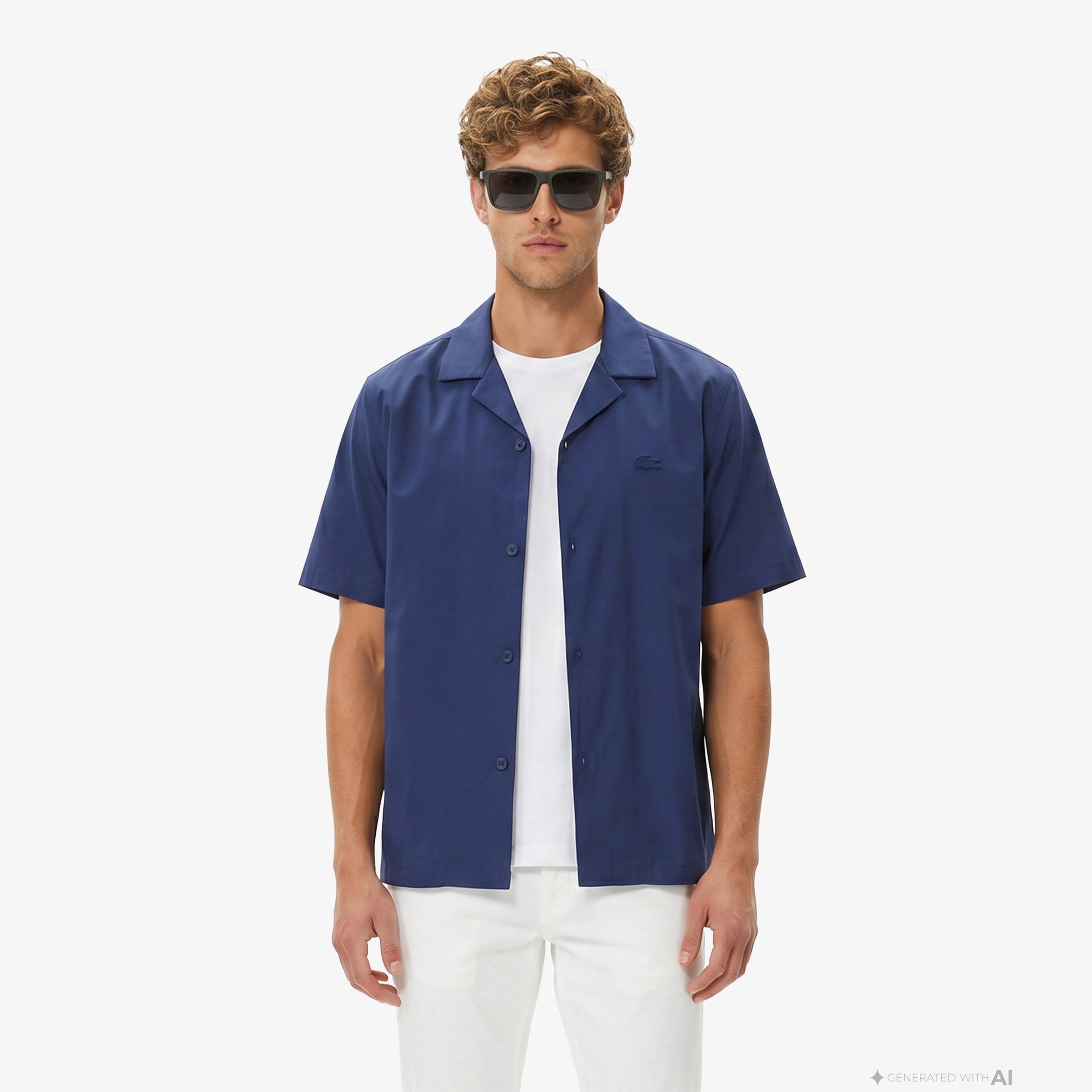 Erkek Relaxed Fit Kısa Kollu Koyu Mavi Gömlek Erkek Relaxed Fit Kısa Kollu Koyu Mavi Gömlek
