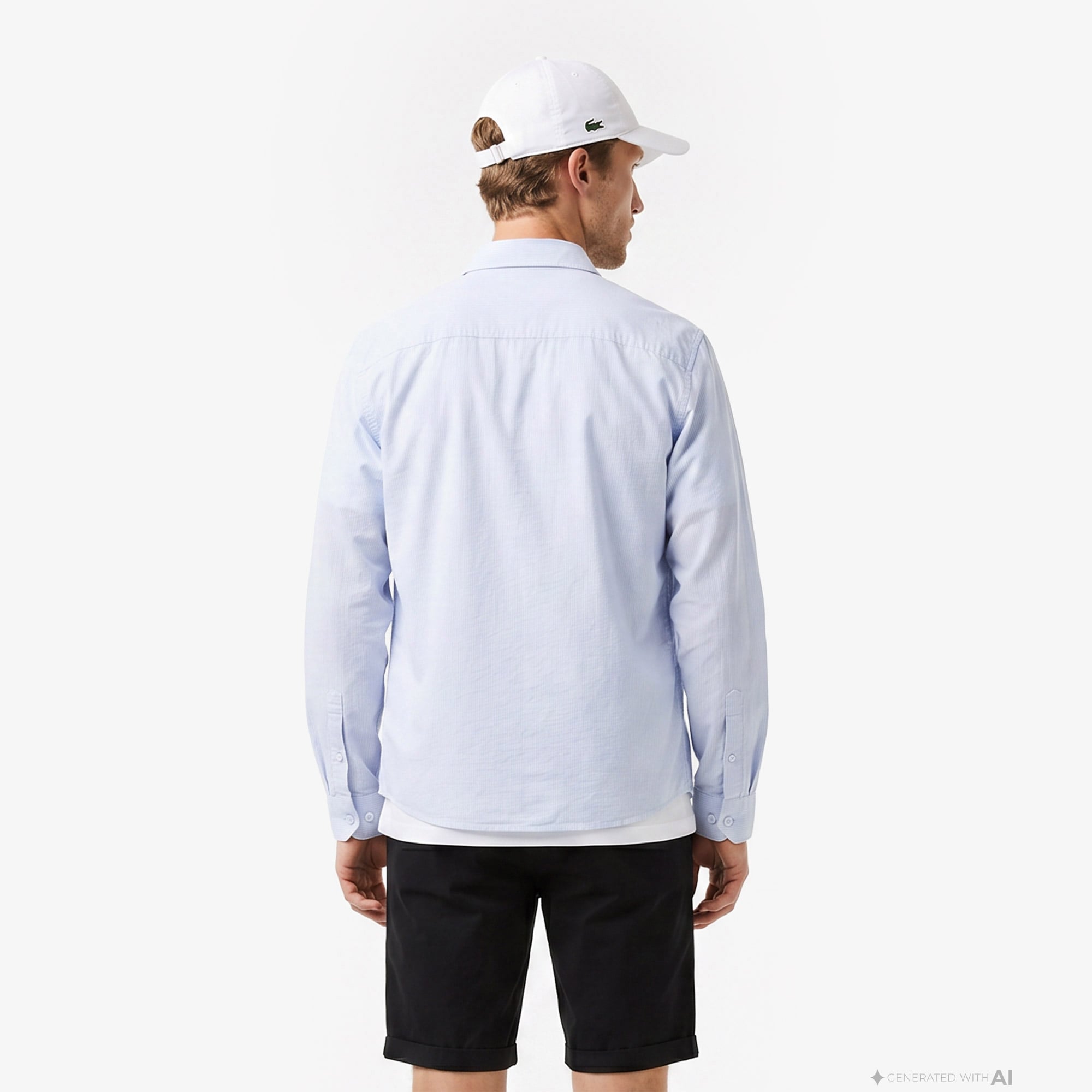 Lacoste Erkek Regular Fit Düğmeli Yaka Açık Mavi Gömlek görsel 2
