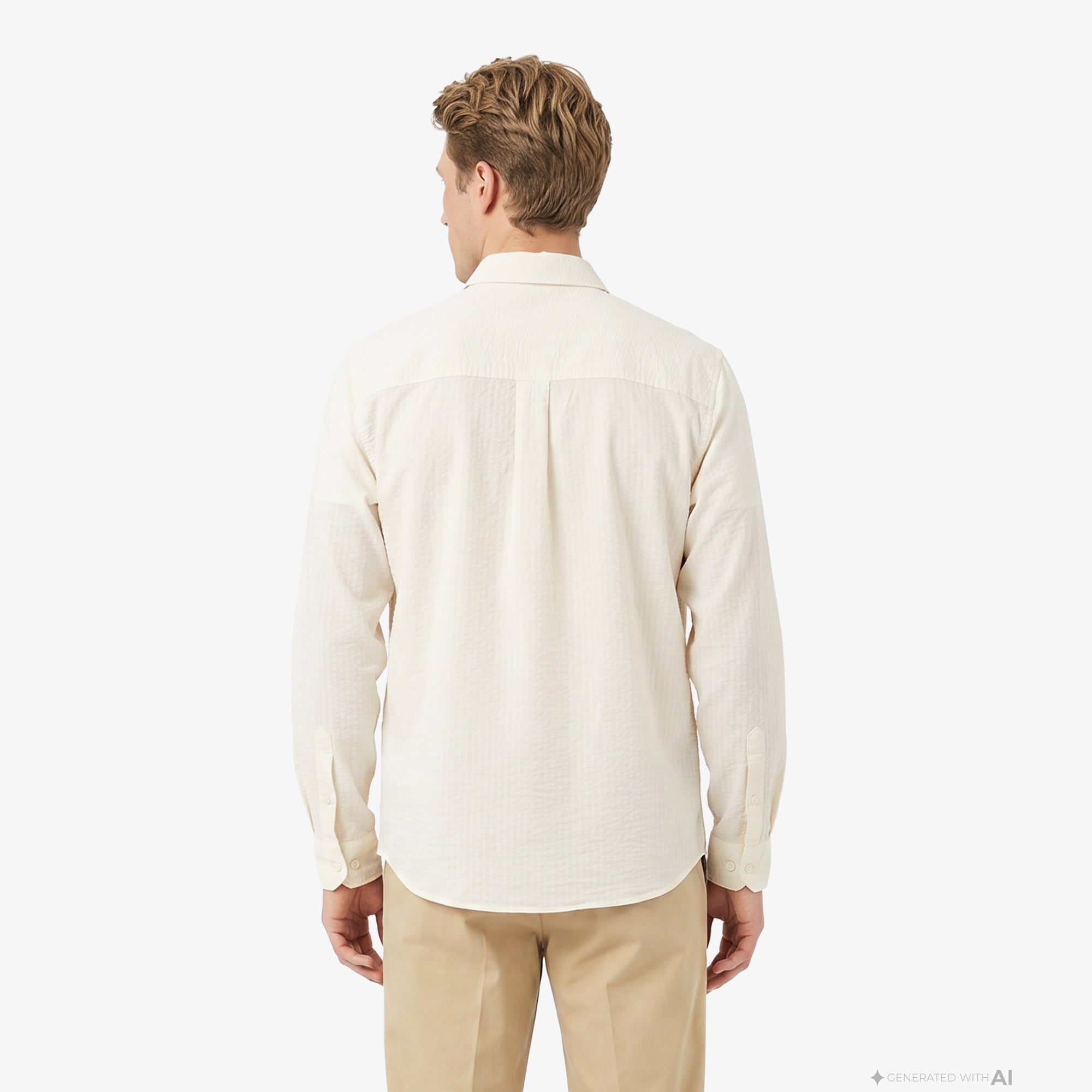 Lacoste Erkek Regular Fit Düğmeli Yaka Krem Gömlek görsel 2