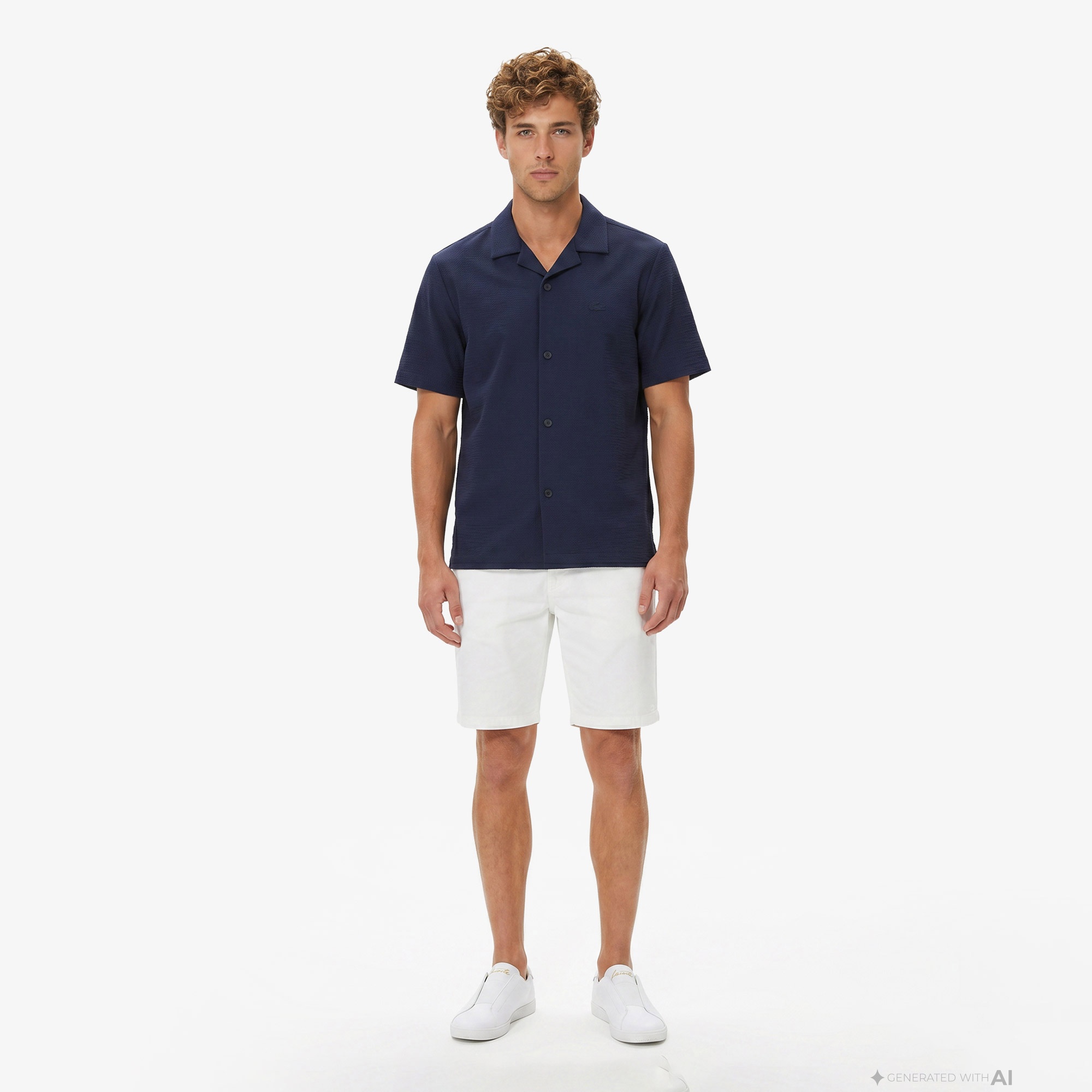 Erkek Relaxed Fit Kısa Kollu Lacivert Gömlek