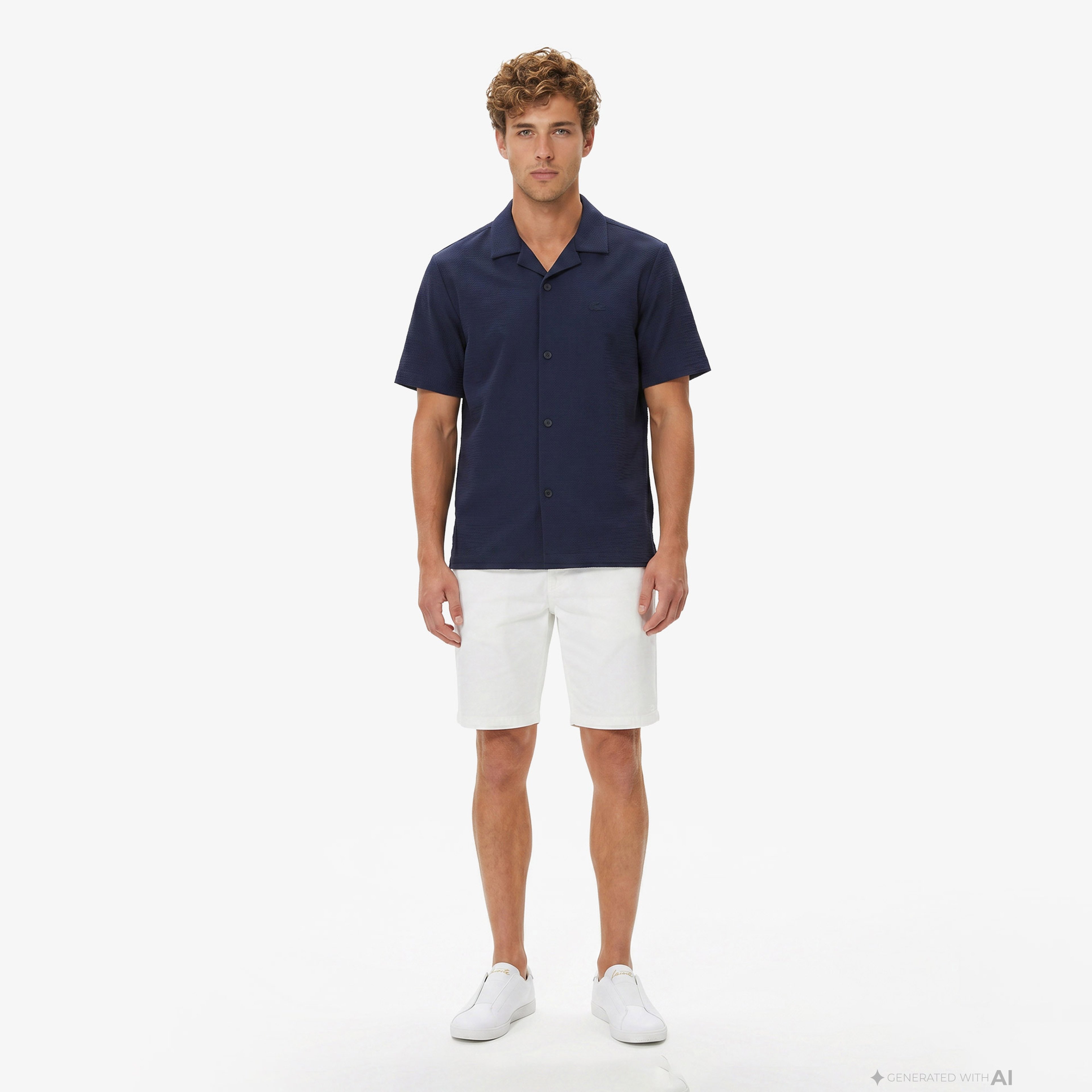 Erkek Relaxed Fit Kısa Kollu Lacivert Gömlek Erkek Relaxed Fit Kısa Kollu Lacivert Gömlek