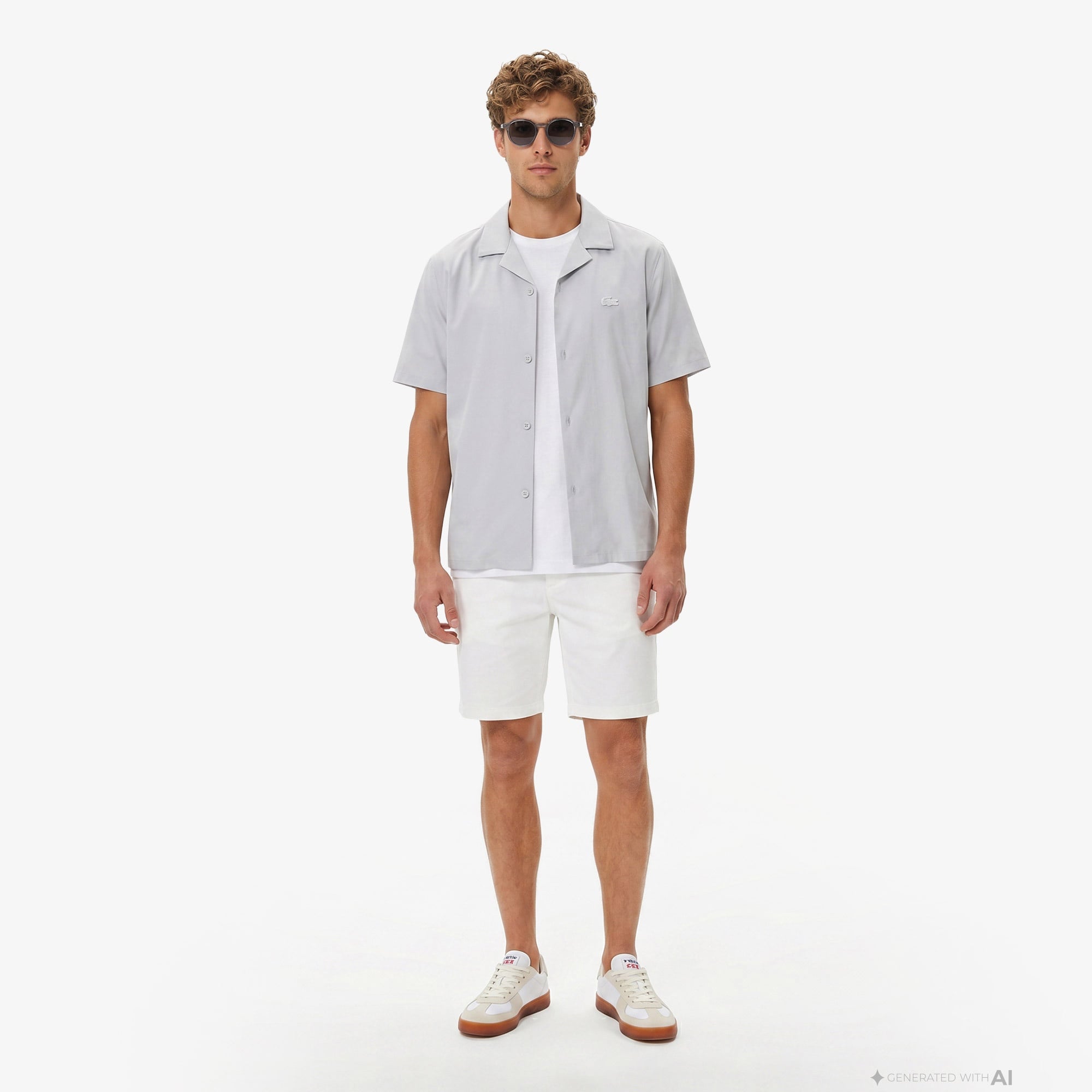 Erkek Relaxed Fit Kısa Kollu Gri Gömlek