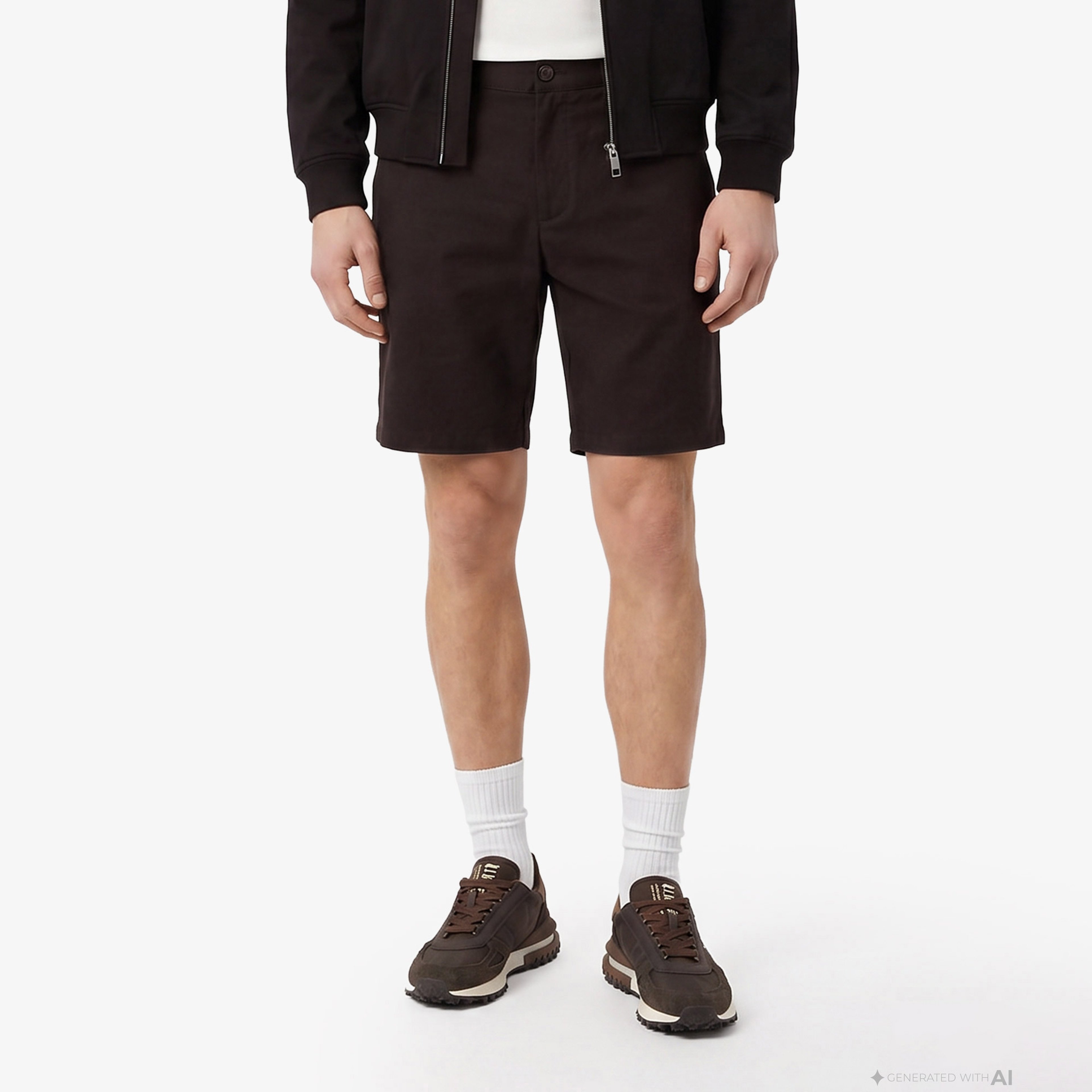Erkek Tapered Fit Keten Kahverengi Bermuda Şort Erkek Tapered Fit Keten Kahverengi Bermuda Şort