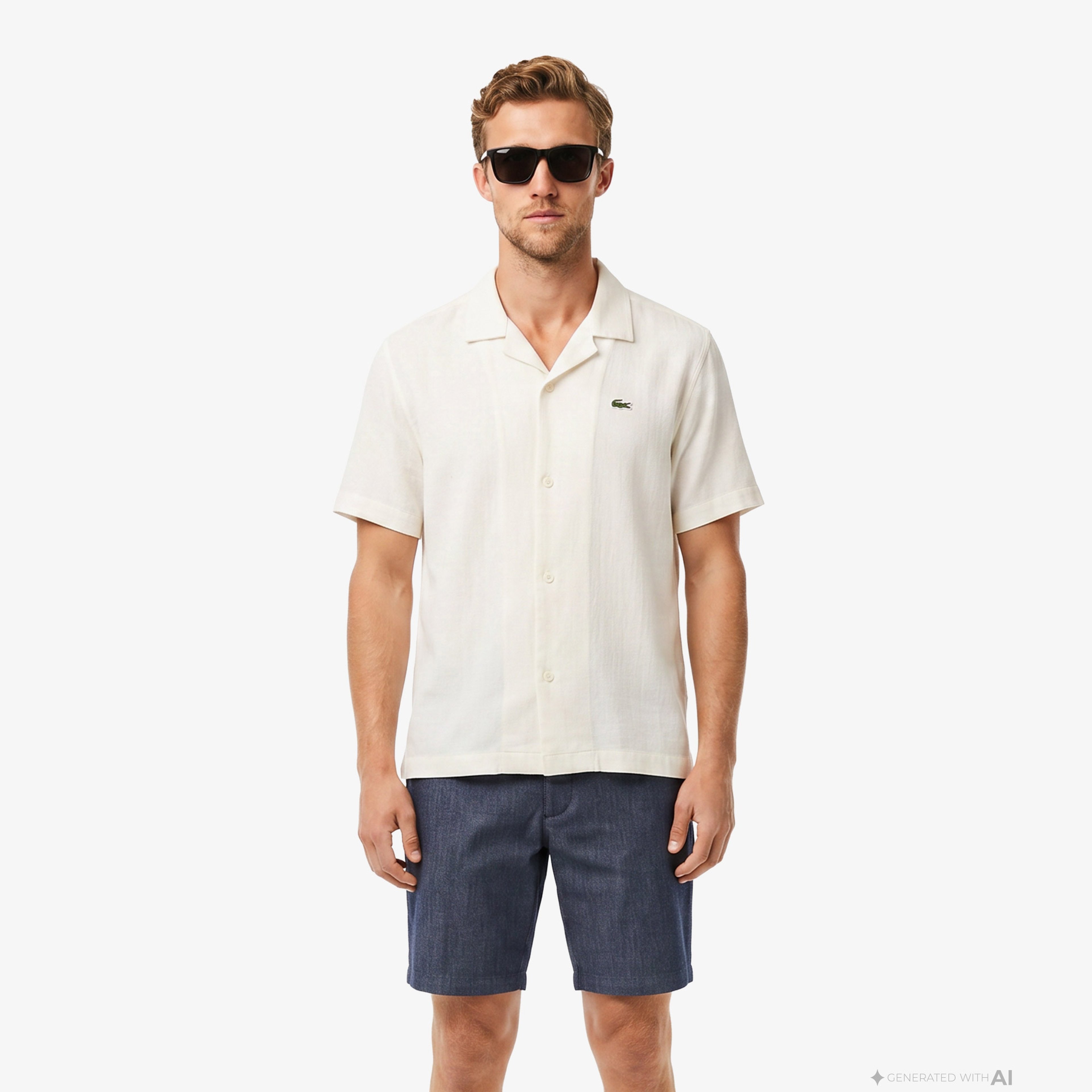 Erkek Relaxed Fit Kısa Kollu Krem Gömlek Erkek Relaxed Fit Kısa Kollu Krem Gömlek
