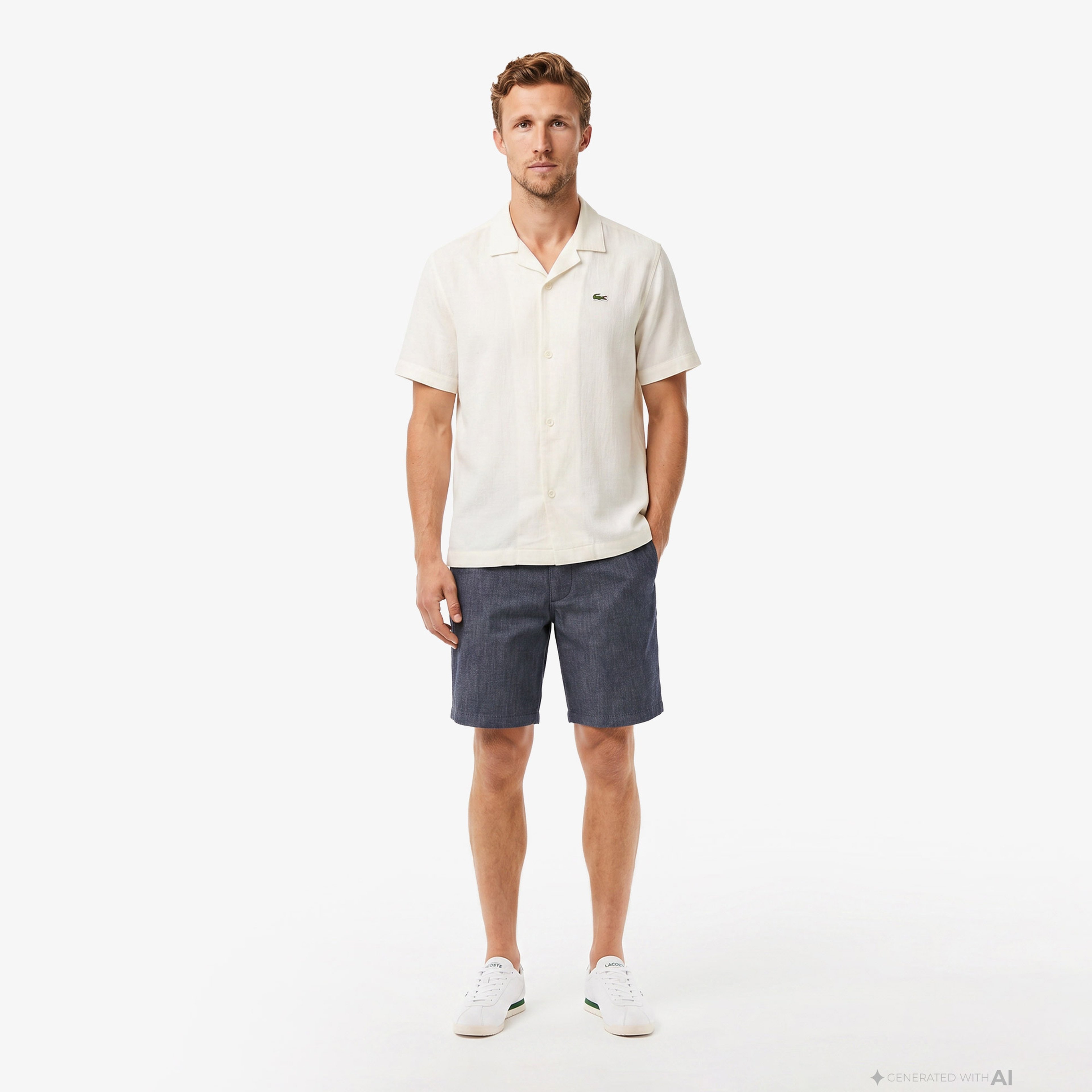 Erkek Relaxed Fit Kısa Kollu Krem Gömlek Erkek Relaxed Fit Kısa Kollu Krem Gömlek