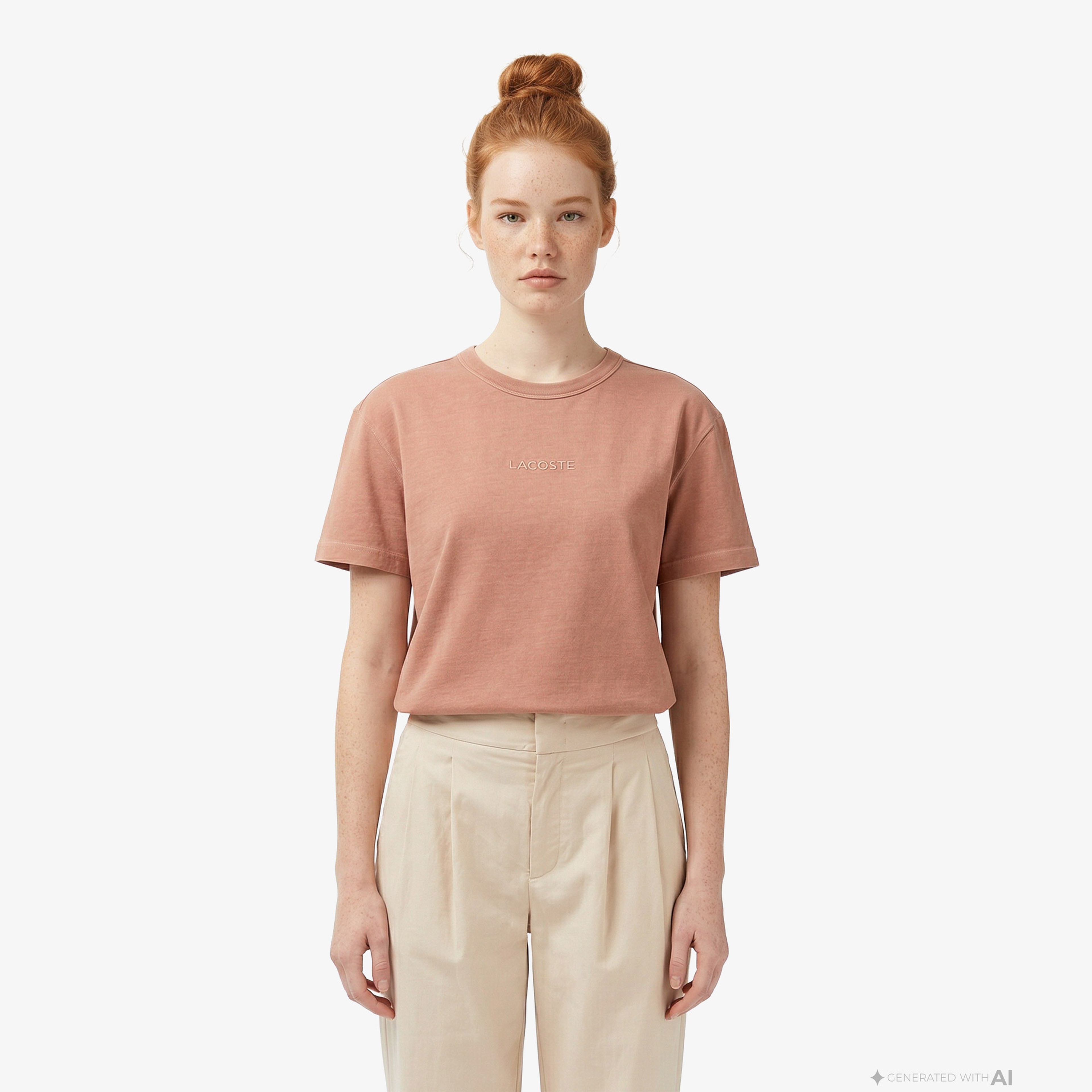 Kadın Relaxed Fit Bisiklet Yaka Pembe T-Shirt